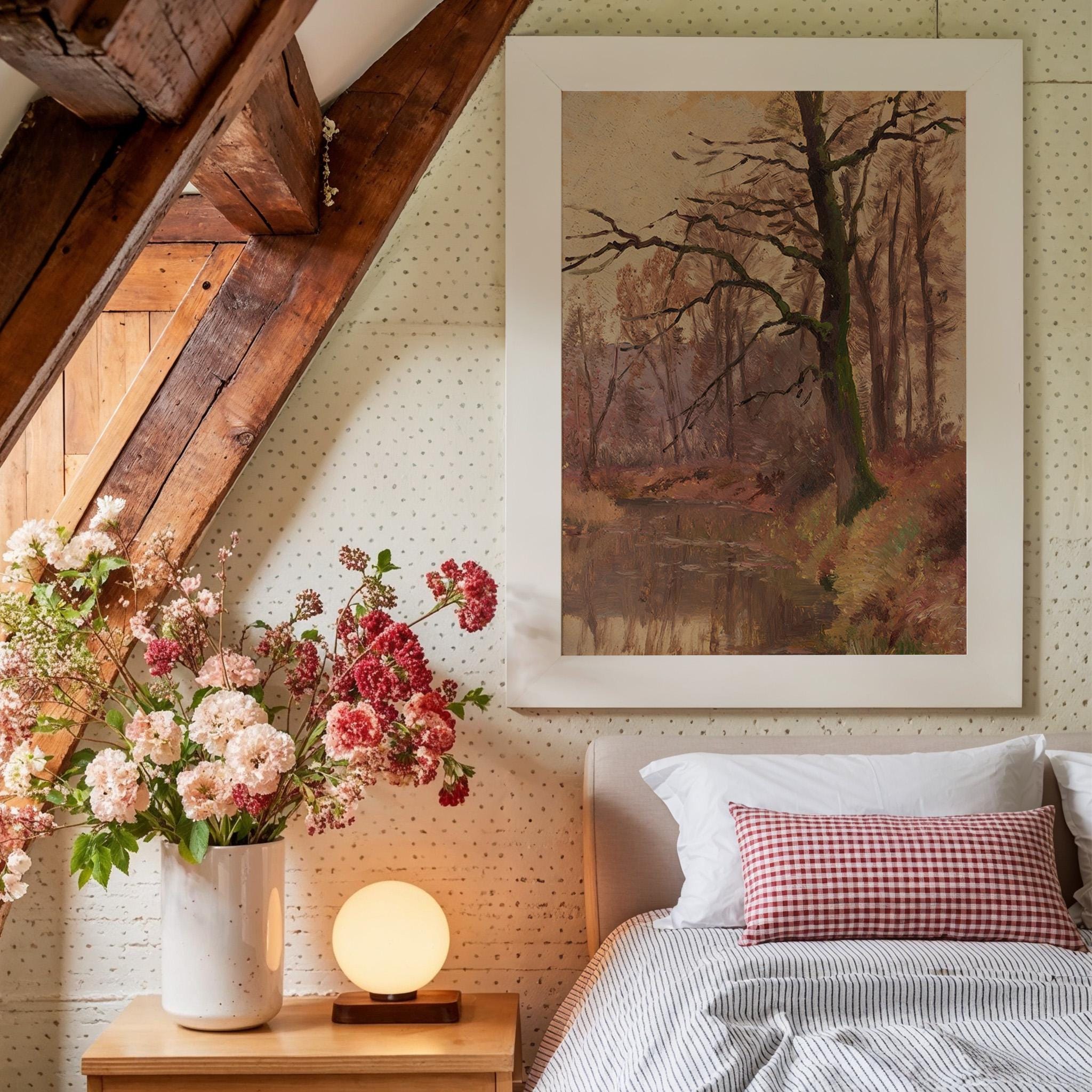 Vintage Abstract Landscape Print, Warm Neutrals, Autumn Color Decor (Digital Download)