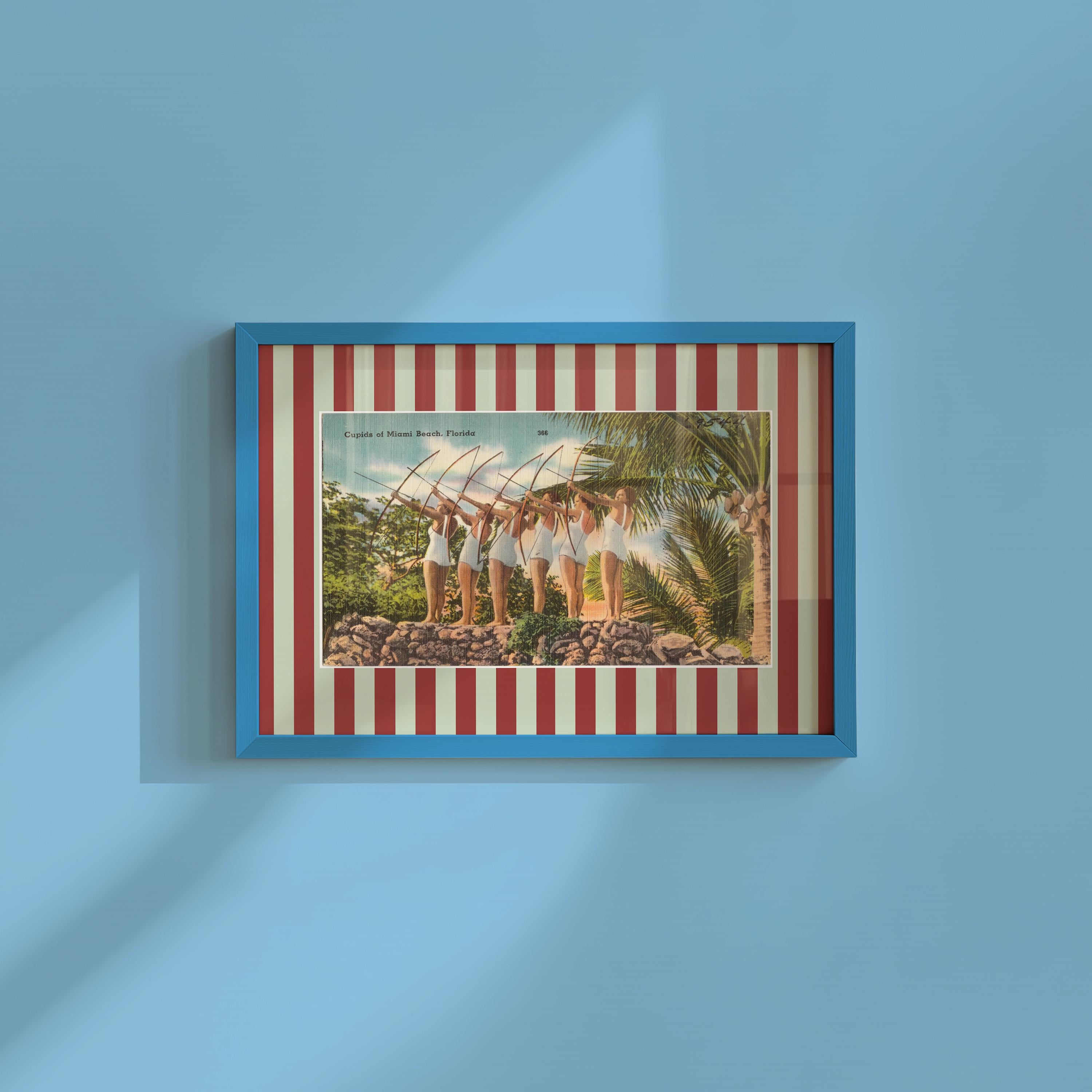 Florida Print Digital Download Vintage FL Wall Art Red Blue Florida Dorm Decor Retro Florida Beach Travel Poster FL Printable Artwork