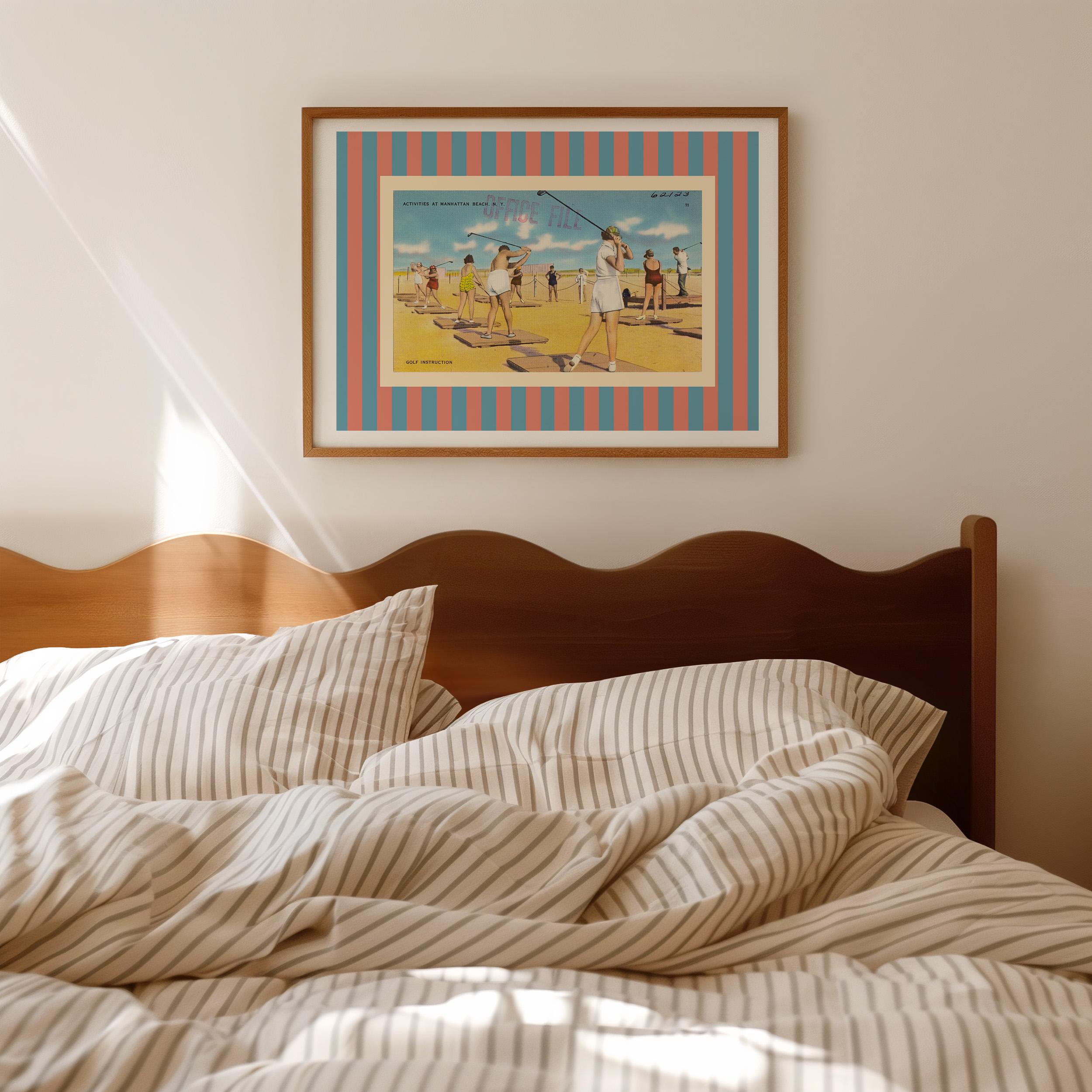 Girls Golfing Art Print, Vintage Wall Art, California Home Decor, sporty art Prints, Postcard Art Print, Golfing art print, golf decor
