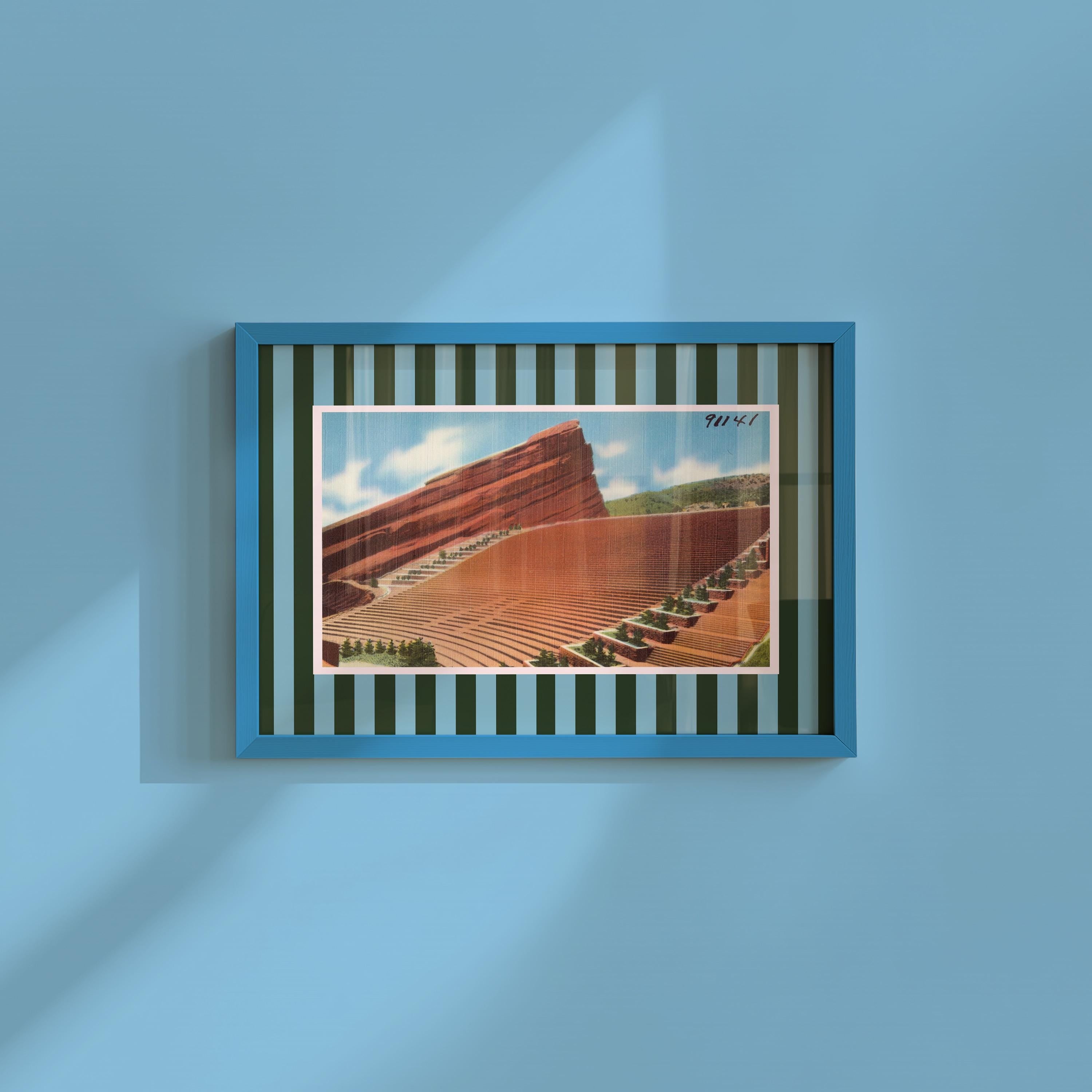 Vintage Red Rocks Print Digital Download Retro Colorado Mountain Poster Horizontal Wall Art Colorful CO Printable Trendy Striped Artwork