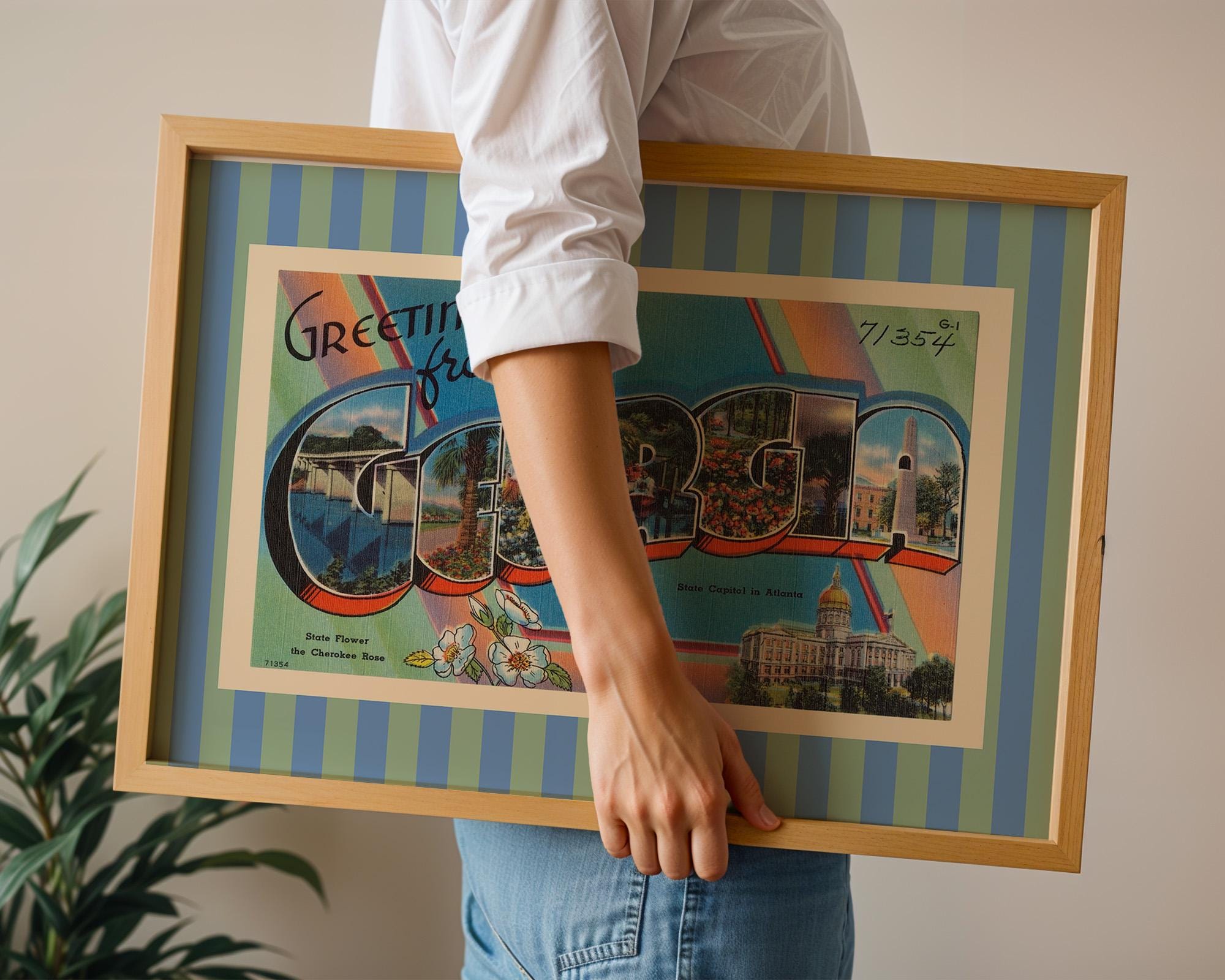 Georgia Wall Art Print Digital Download Georgia Poster Retro Travel Prints Georgia Dorm Decor Horizontal Photo Striped Art Print Atlanta