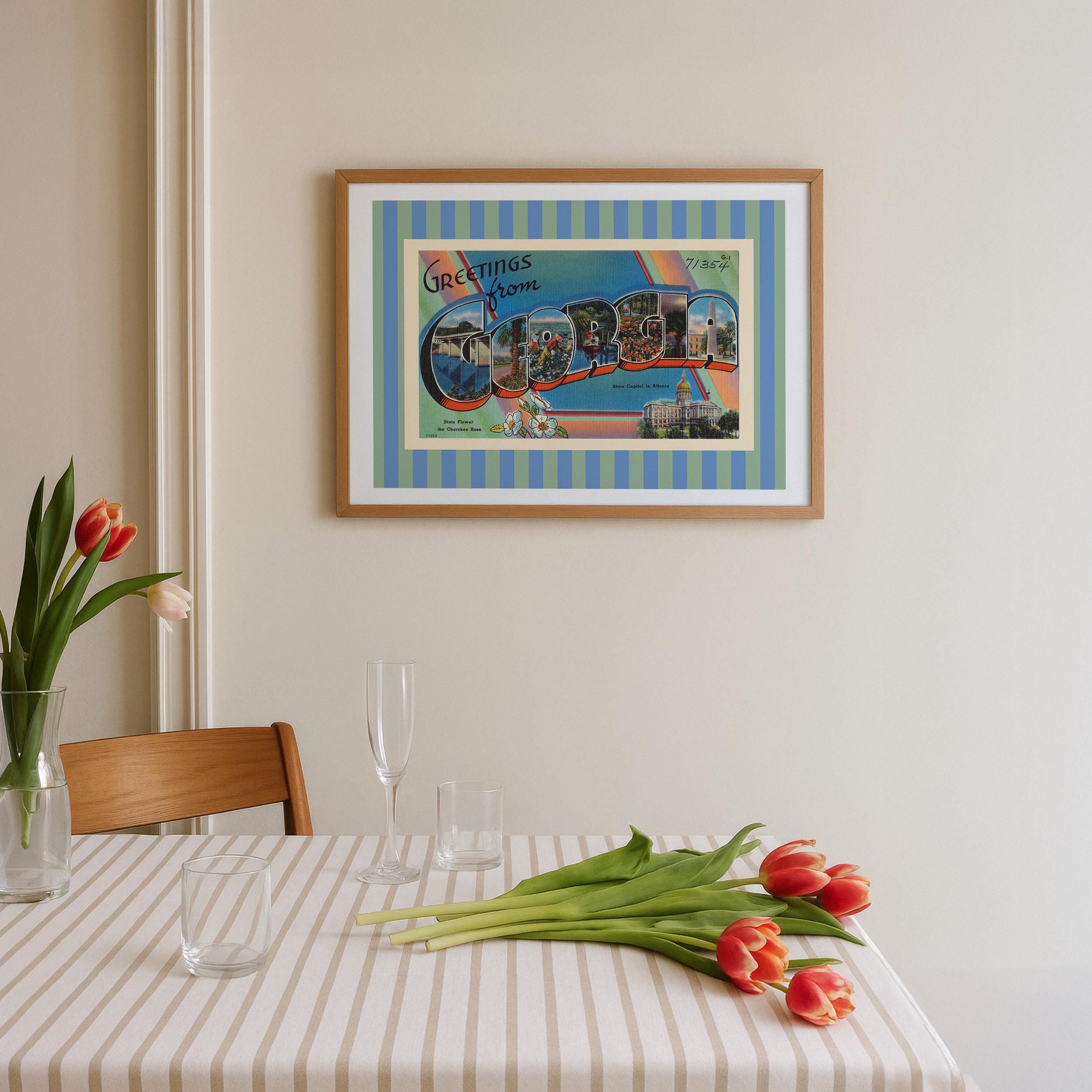 Georgia Wall Art Print Digital Download Georgia Poster Retro Travel Prints Georgia Dorm Decor Horizontal Photo Striped Art Print Atlanta