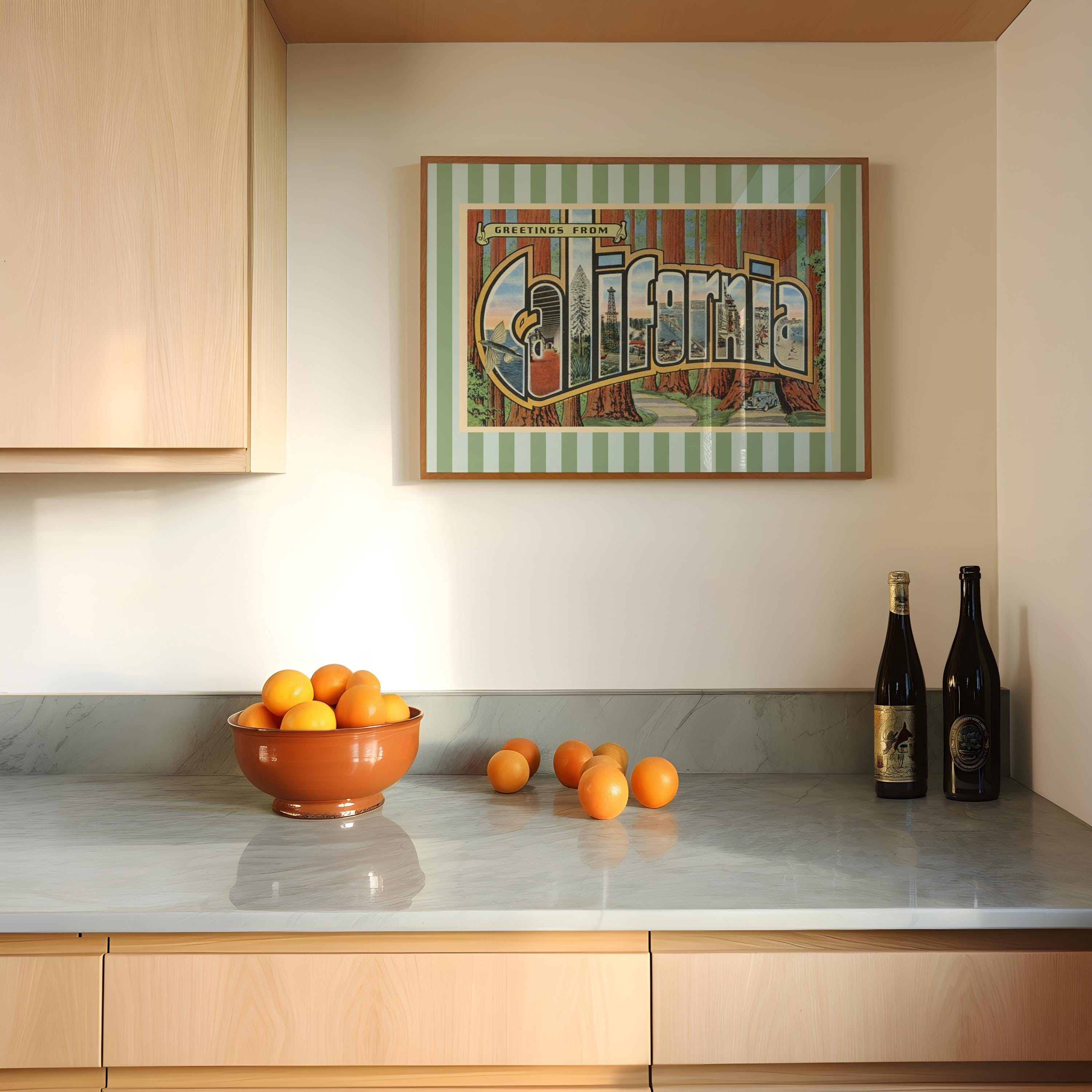 California Wall Art Print Digital Download California Poster Retro Travel Prints California Decor Horizontal Striped State Art Print