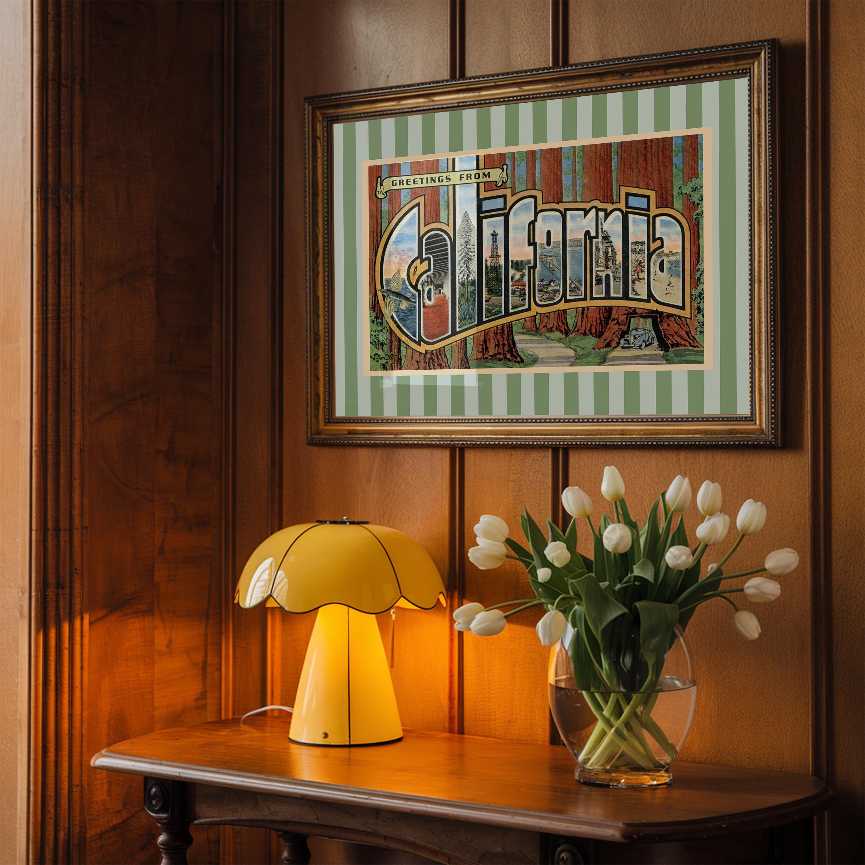 California Wall Art Print Digital Download California Poster Retro Travel Prints California Decor Horizontal Striped State Art Print