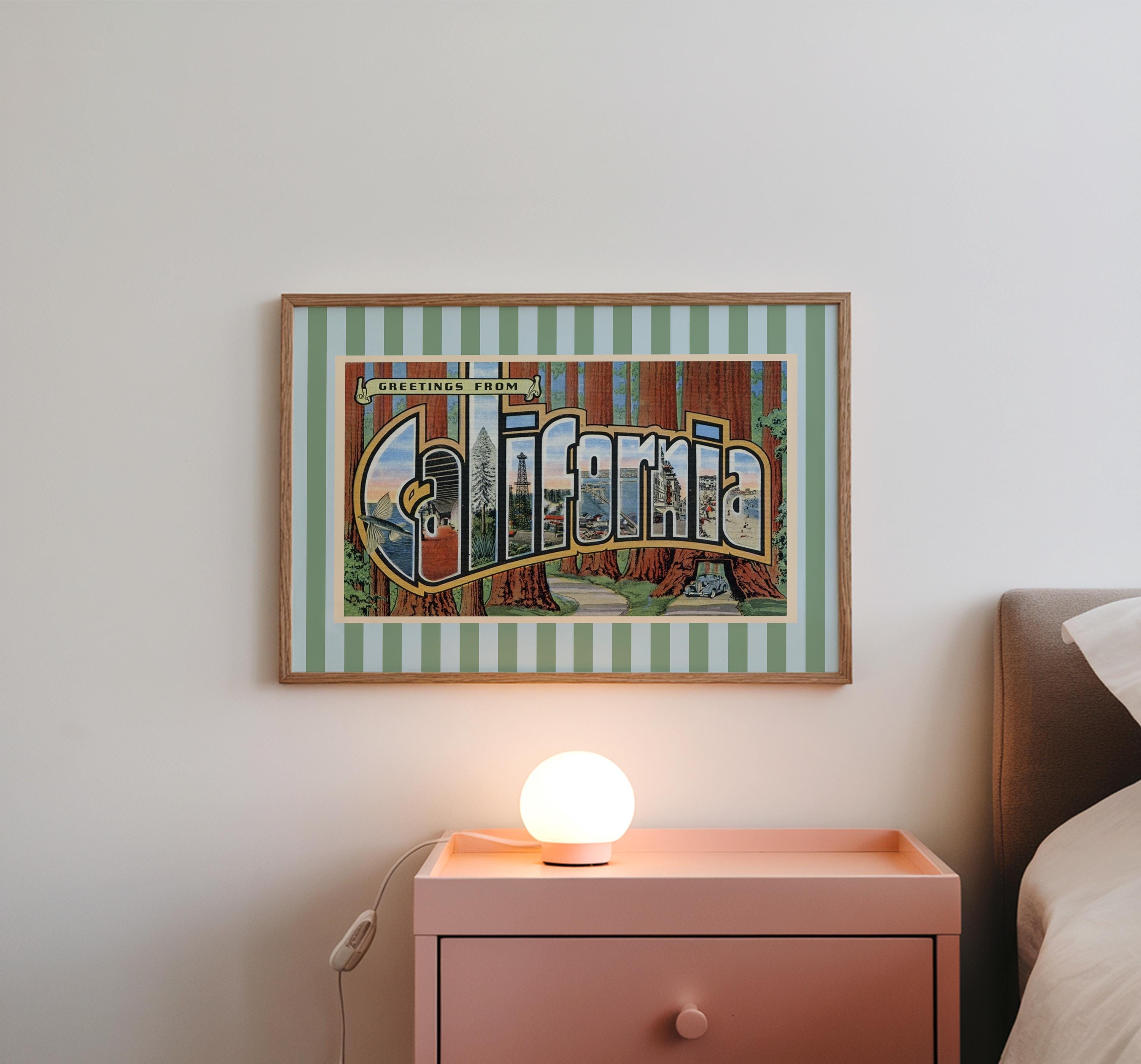 California Wall Art Print Digital Download California Poster Retro Travel Prints California Decor Horizontal Striped State Art Print