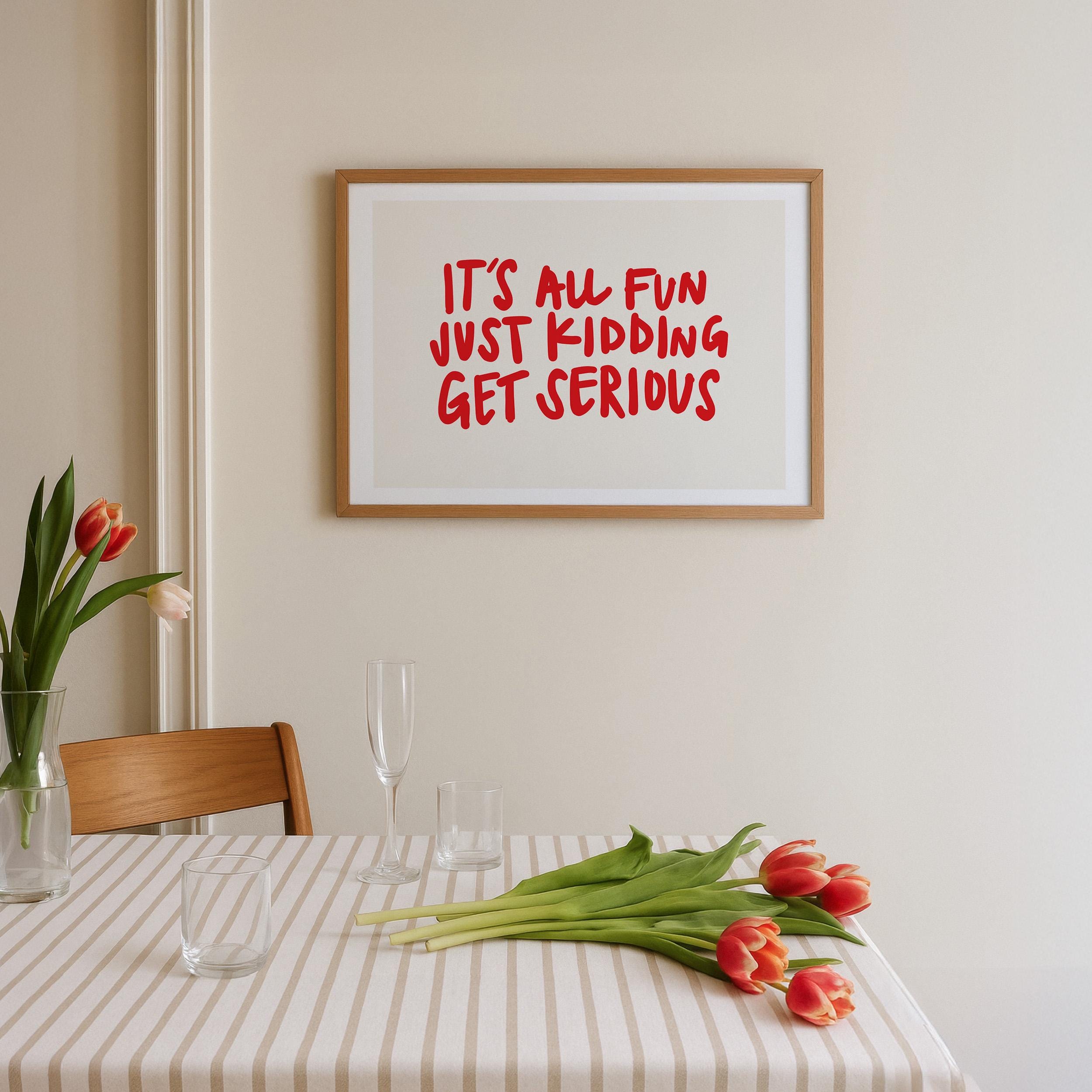 Fun and games art print, Retro Wall Art, Trendy Print, Retro Poster, Digital Print, Red Poster, Dorm Decor, Typography, Printable Art