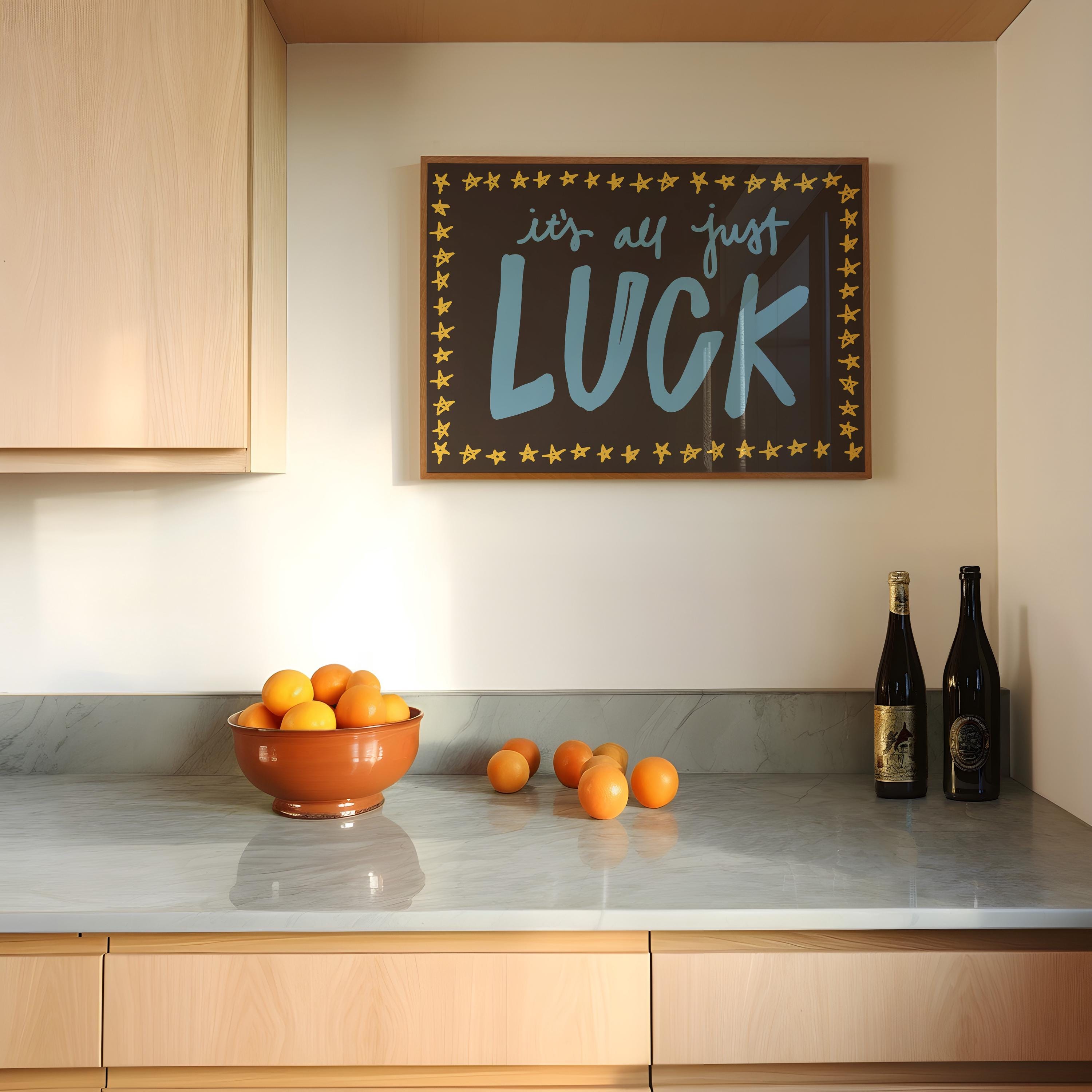Luck Art Print, Retro Wall Art, Trendy Aesthetic Wall Decor, Apartment Art, Dorm Room Wall Art, Star Living Room Printable, Handwritten art