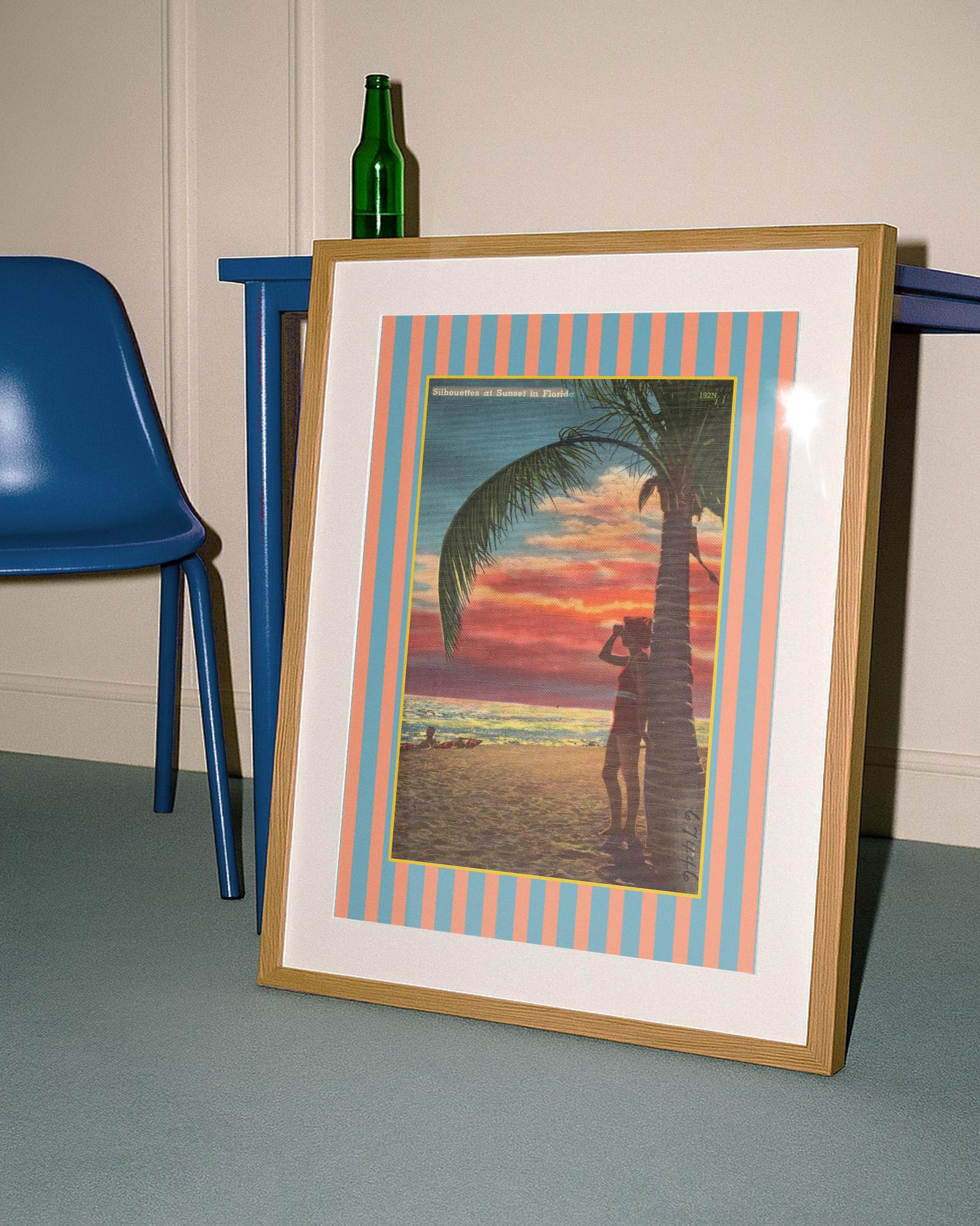 Florida Wall Art, Florida Sunset Poster Print, Trendy Striped Poster, Printable Bedroom Decor, Sunset Downloadable Print, Tropical art