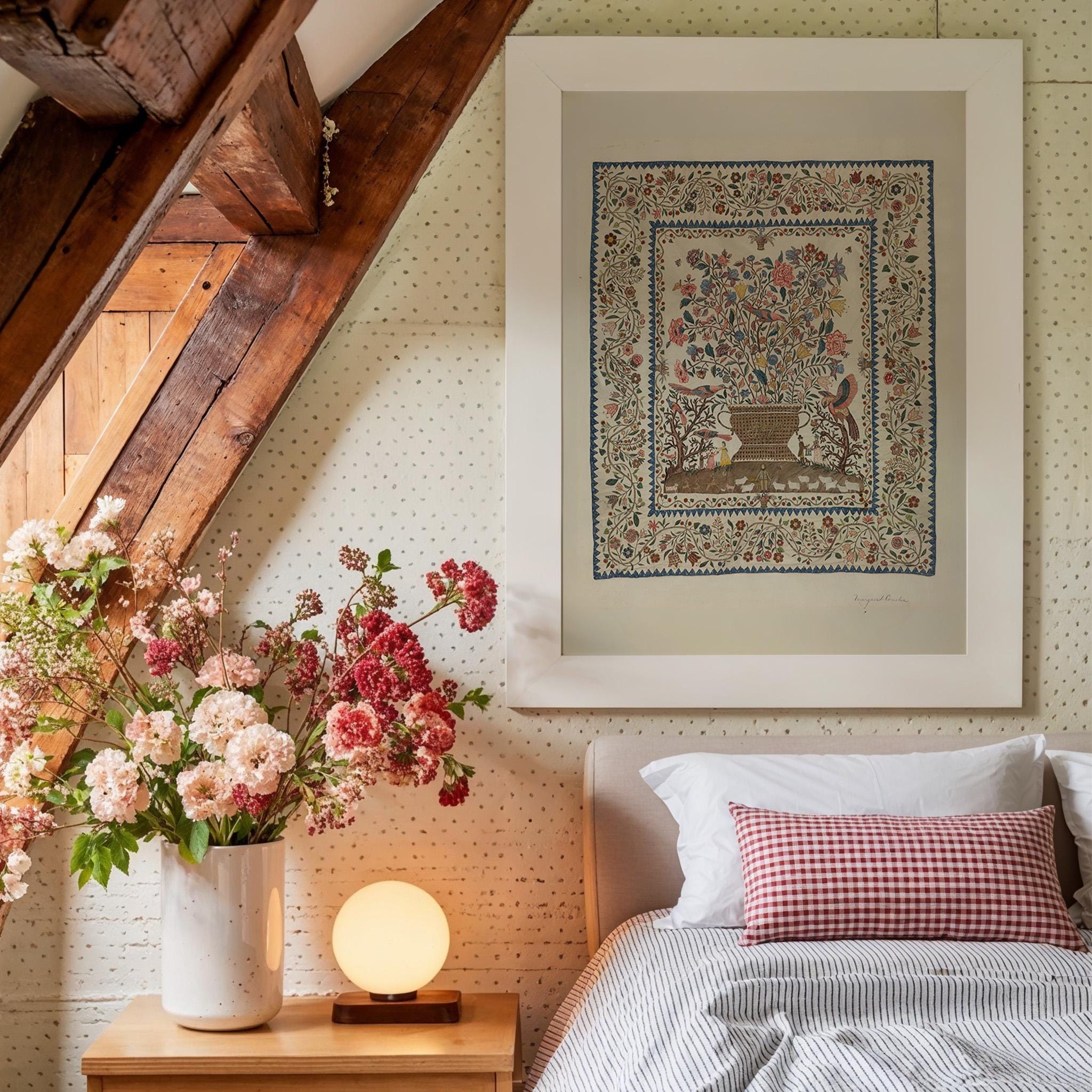 Tapestry Wall Art, Vintage Textile Print, Warm Aesthetic Home Decor, Antique Textile Print, Rustic Rug Pattern, Eclectic Wall art