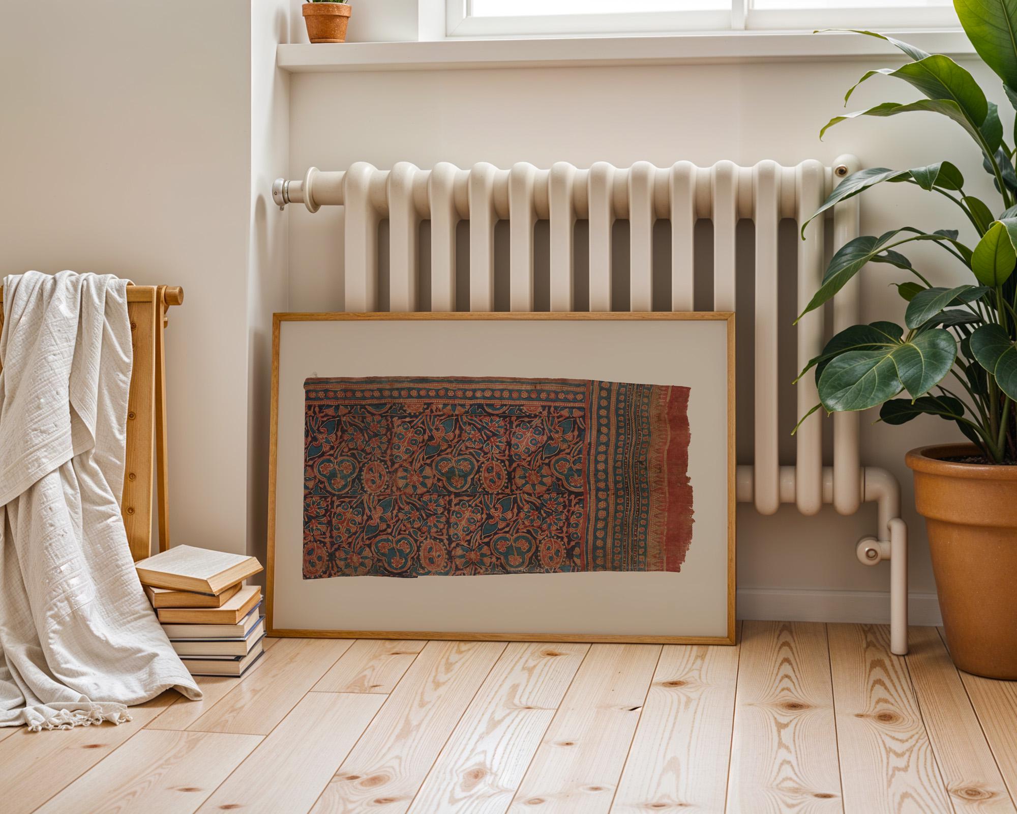Tapestry Wall Art, Vintage Textile Print, Warm Aesthetic Home Decor, Antique Textile Print, Rustic Rug Pattern, Eclectic Wall art