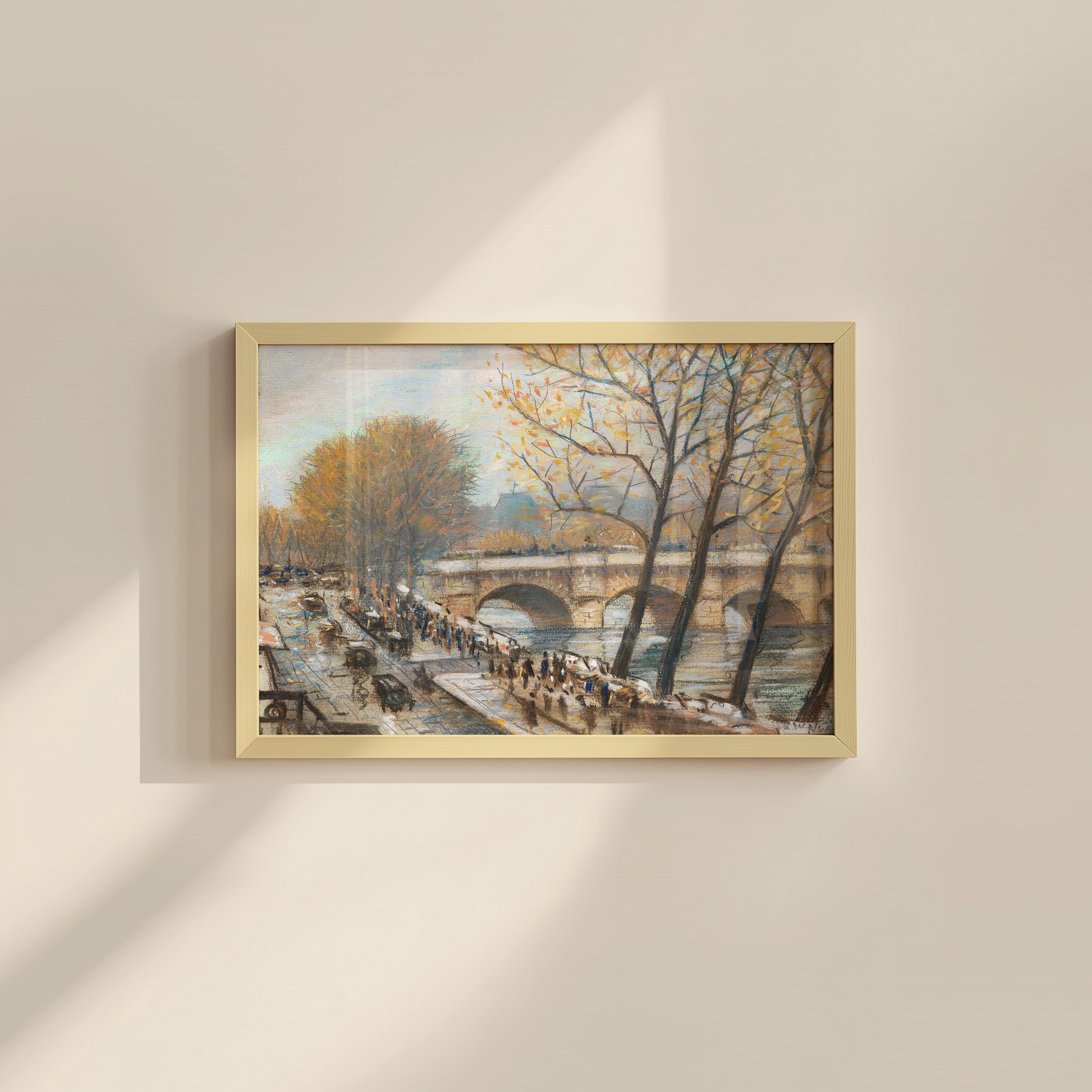 Vintage Paris Art Print - Paris in the Fall, Paris Decor, Paris Painting Vintage, Digital Download