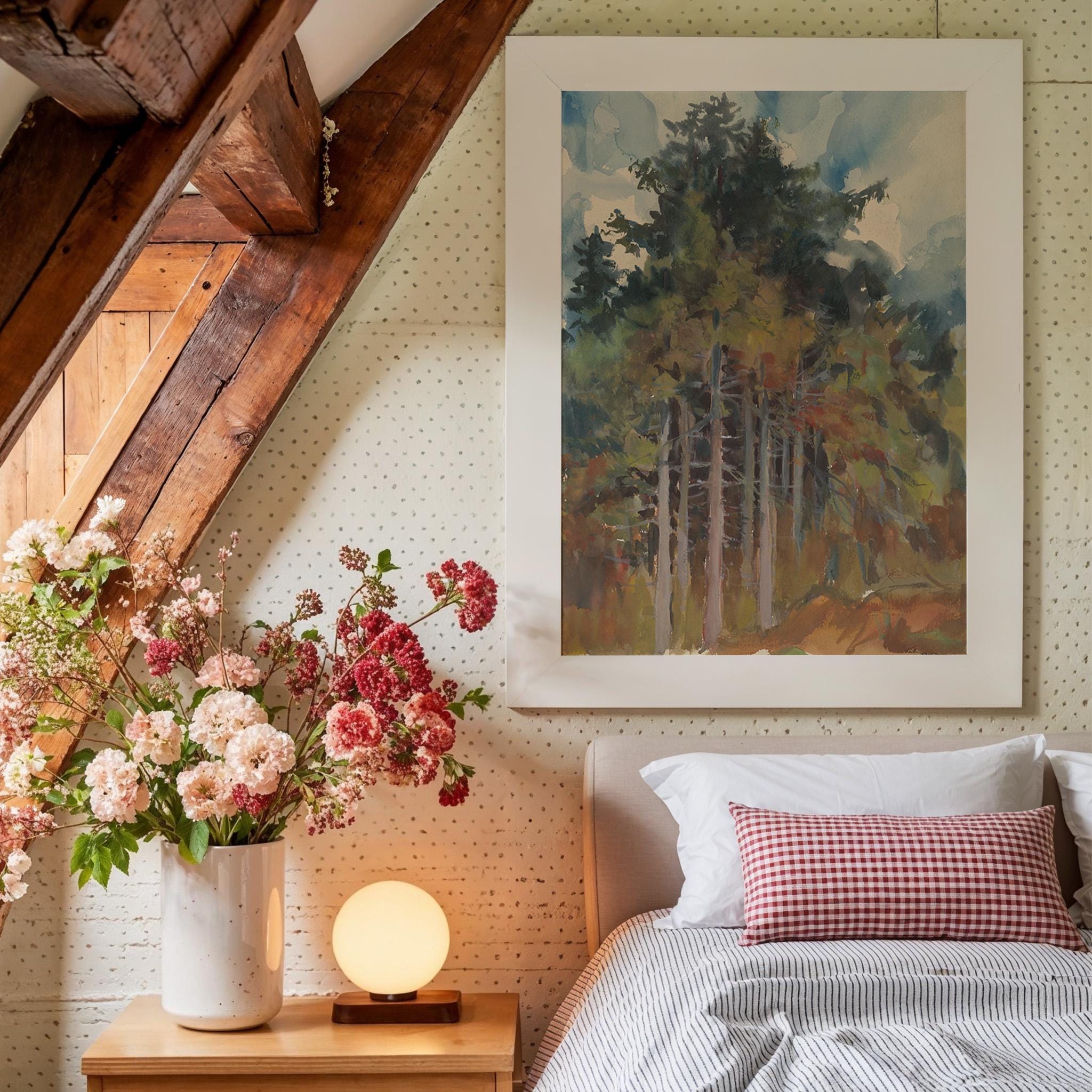 Vintage Abstract Landscape Print, Warm Neutrals, Autumn Color Decor (Digital Download)