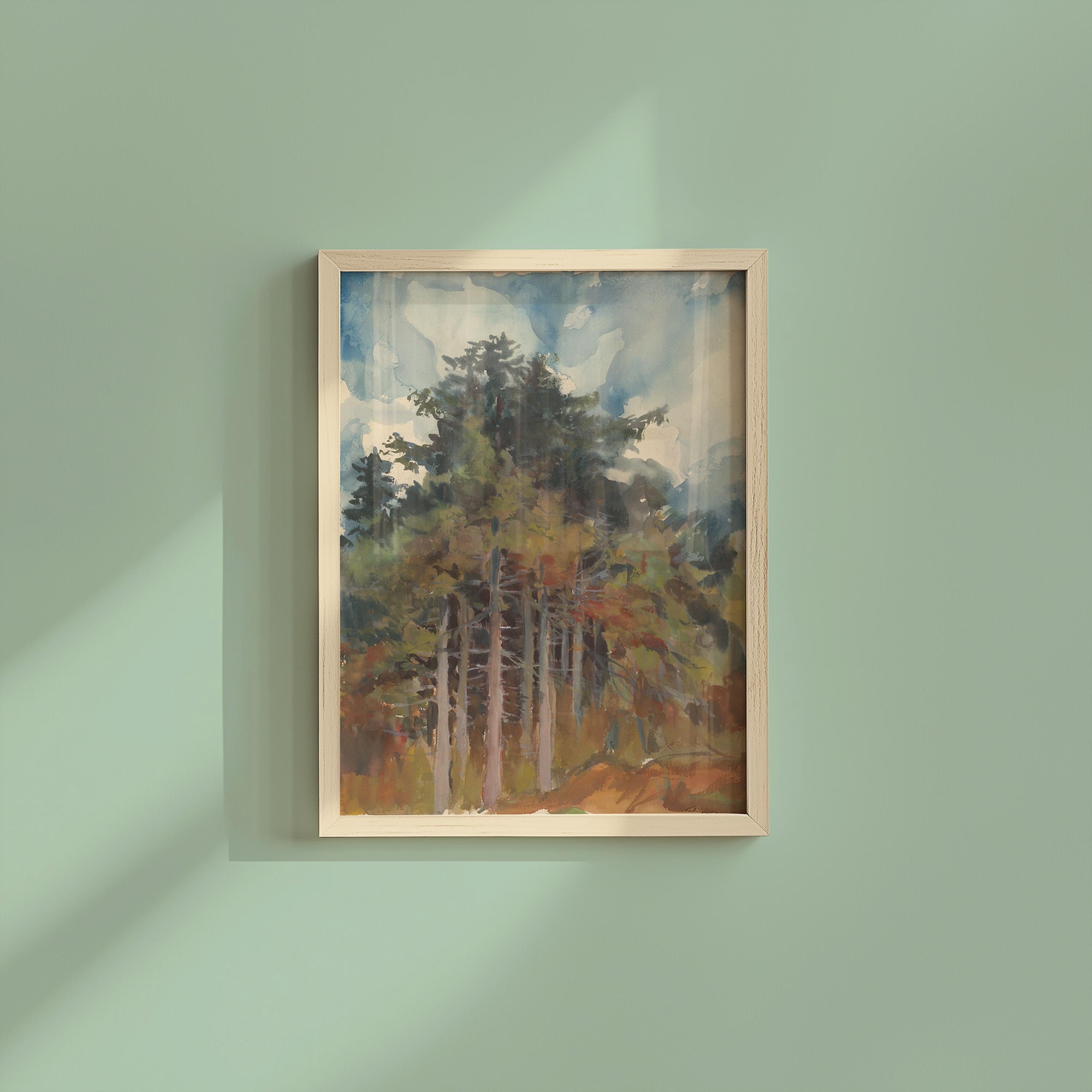 Vintage Abstract Landscape Print, Warm Neutrals, Autumn Color Decor (Digital Download)