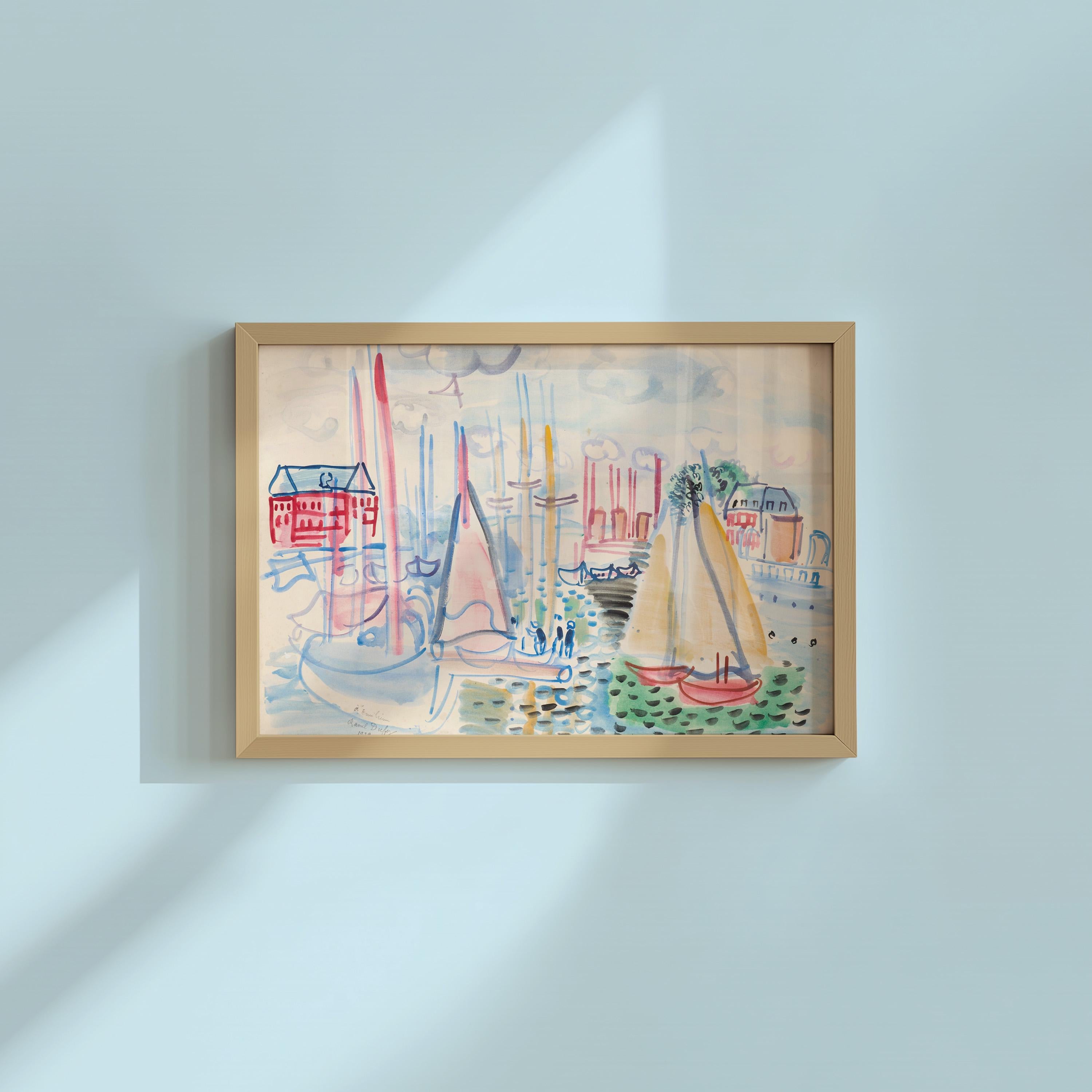 Voiliers dans le port de Deauville Horizontal Art Print (Digital Download)