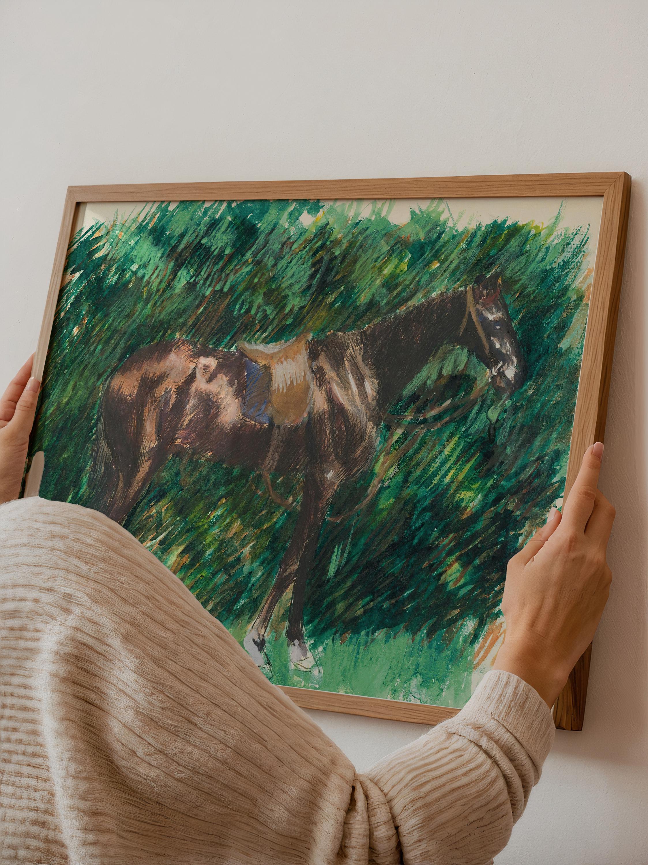 Un Cheval Horizontal Art Print Horse Digital Download