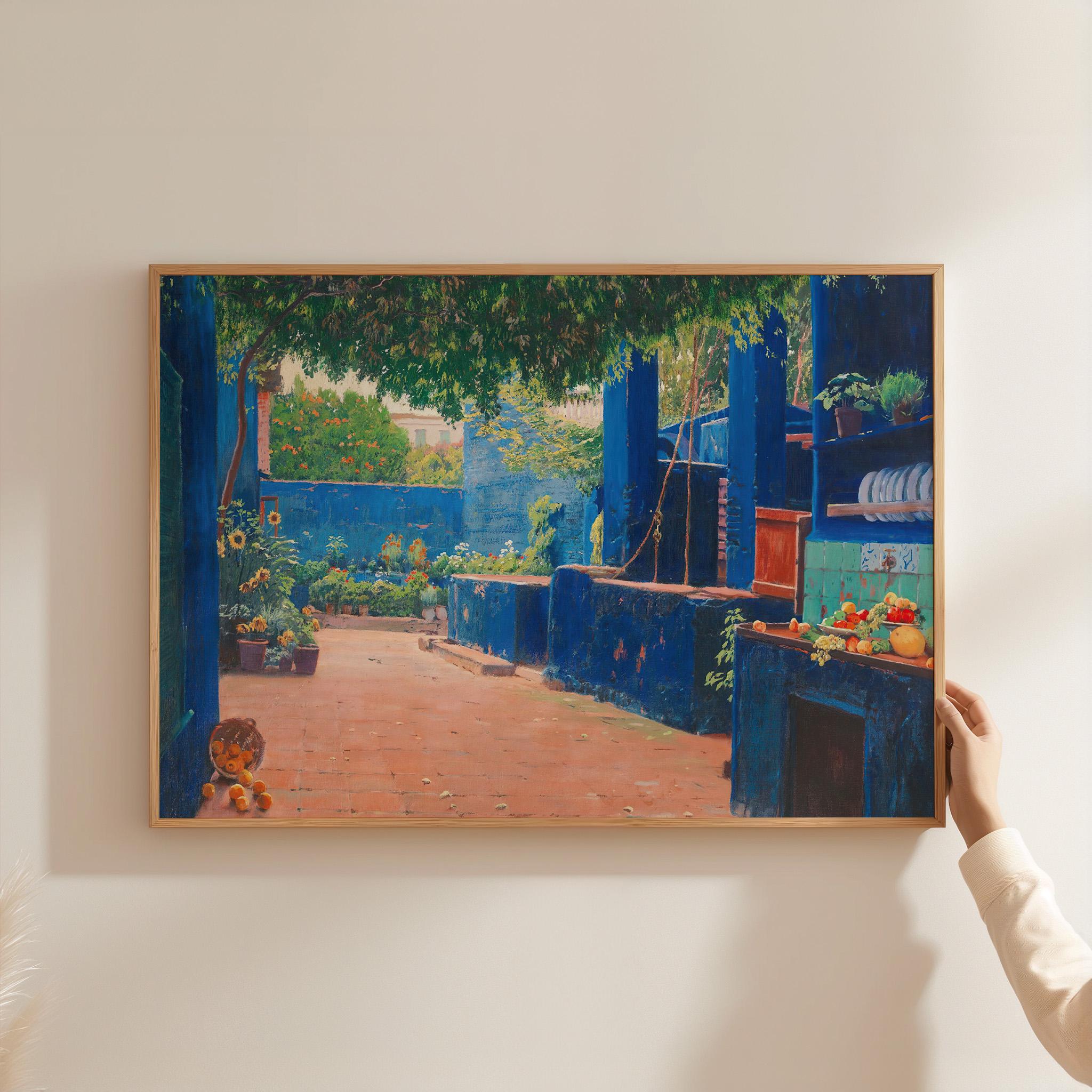 The Blue Courtyard Horizontal Art Print Digital Download