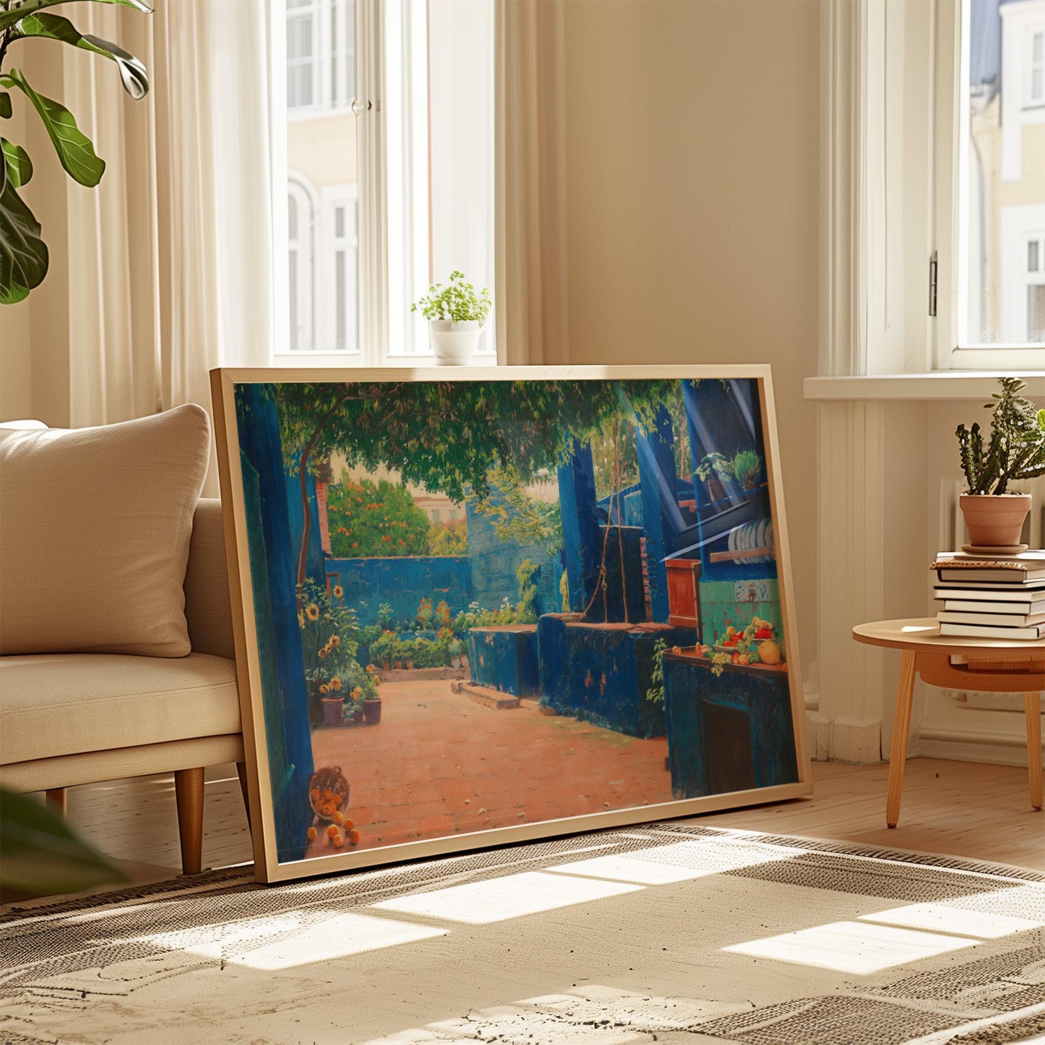 The Blue Courtyard Horizontal Art Print Digital Download