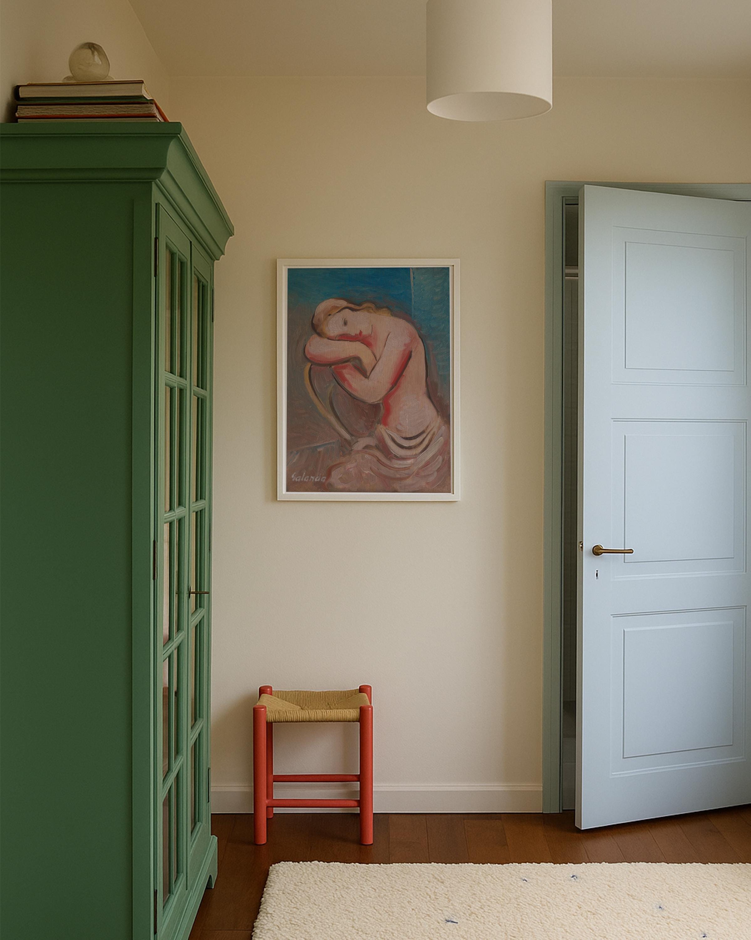 Seated Model Vertical Art Print