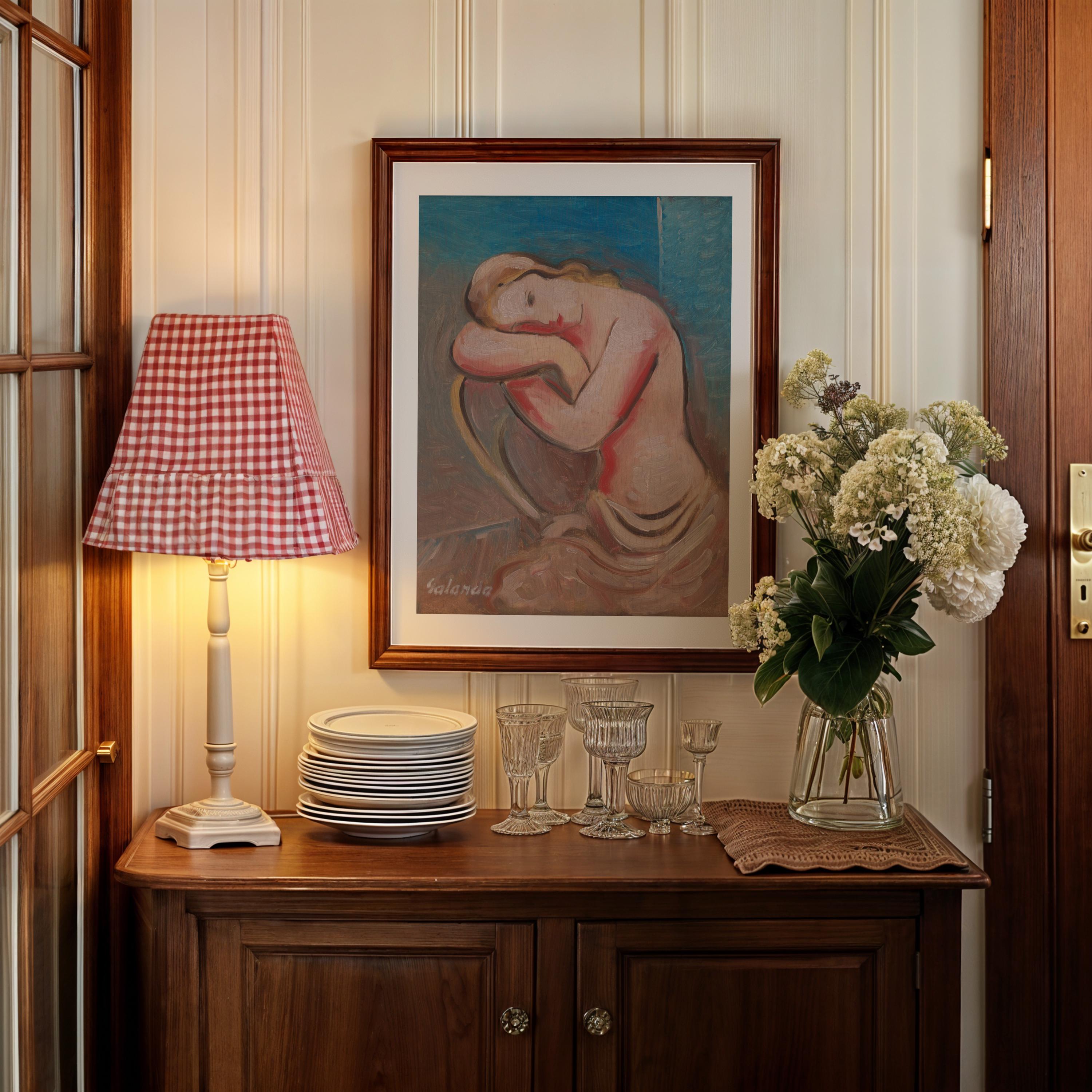 Seated Model Vertical Art Print