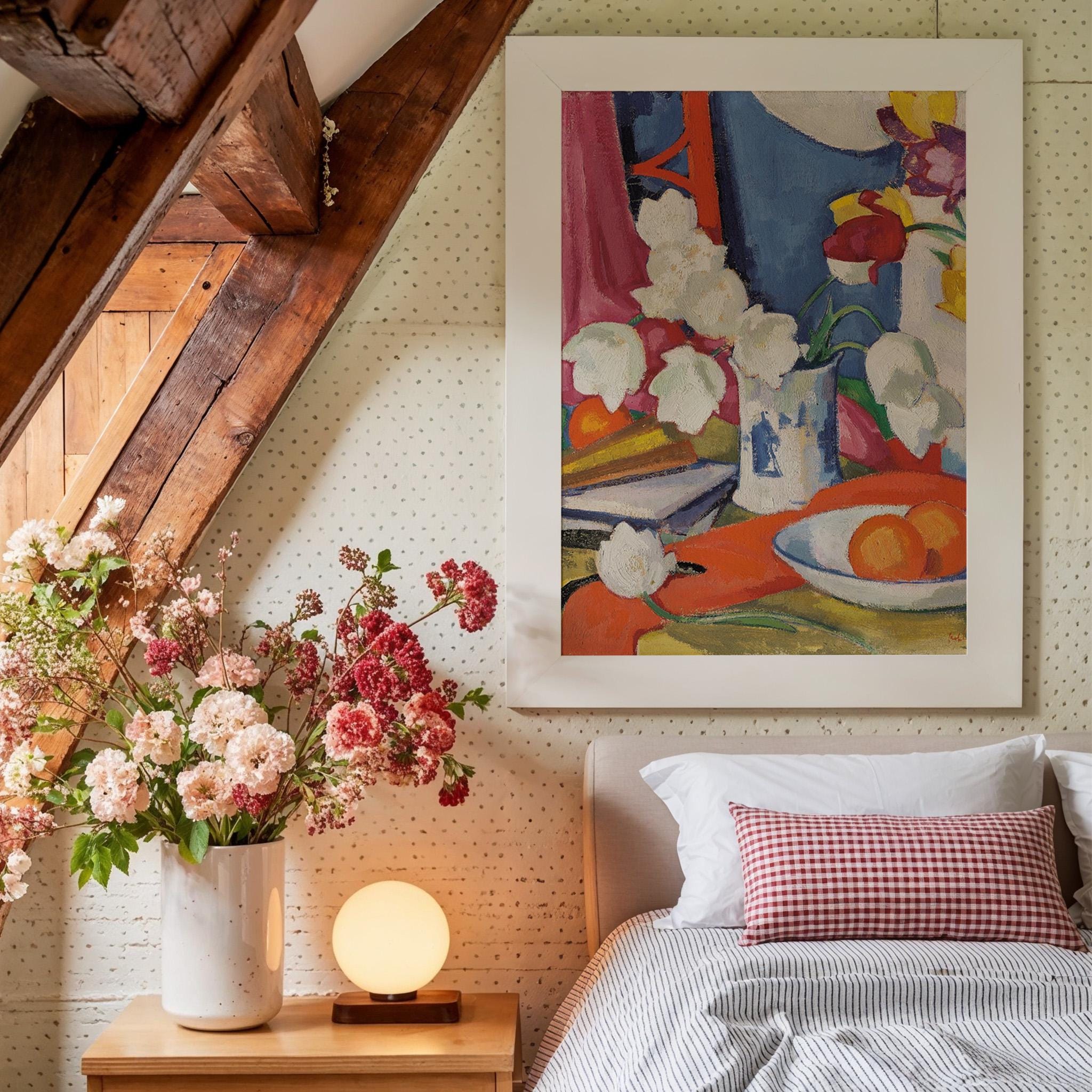Red and White Tulips Vertical Art Print Digital Download