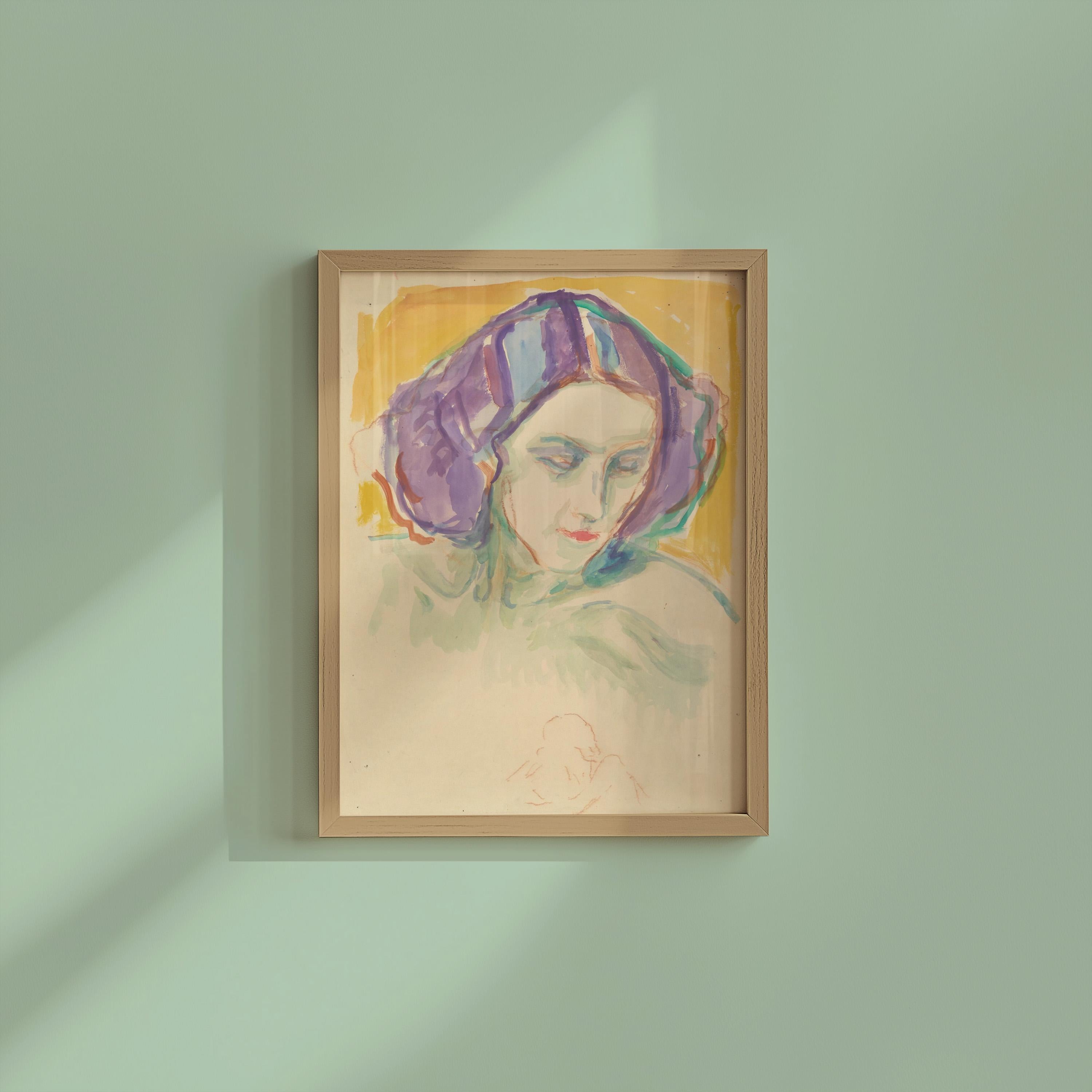 Female Head Vertical Art Print Digital Download