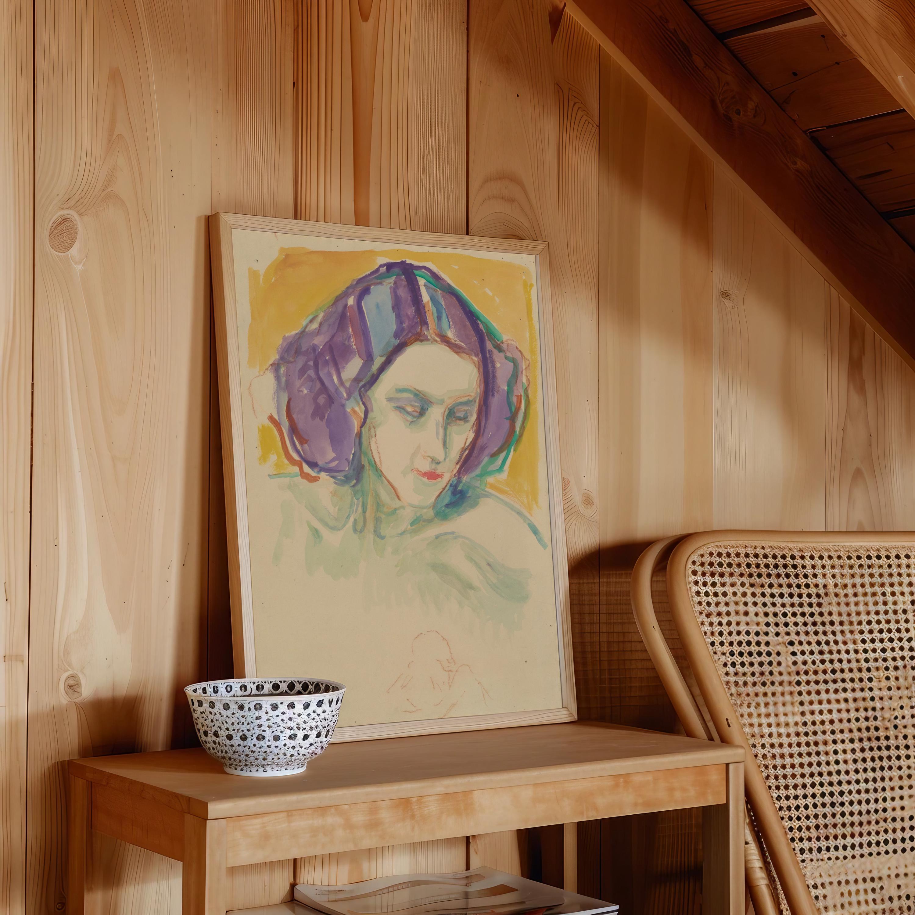 Female Head Vertical Art Print Digital Download