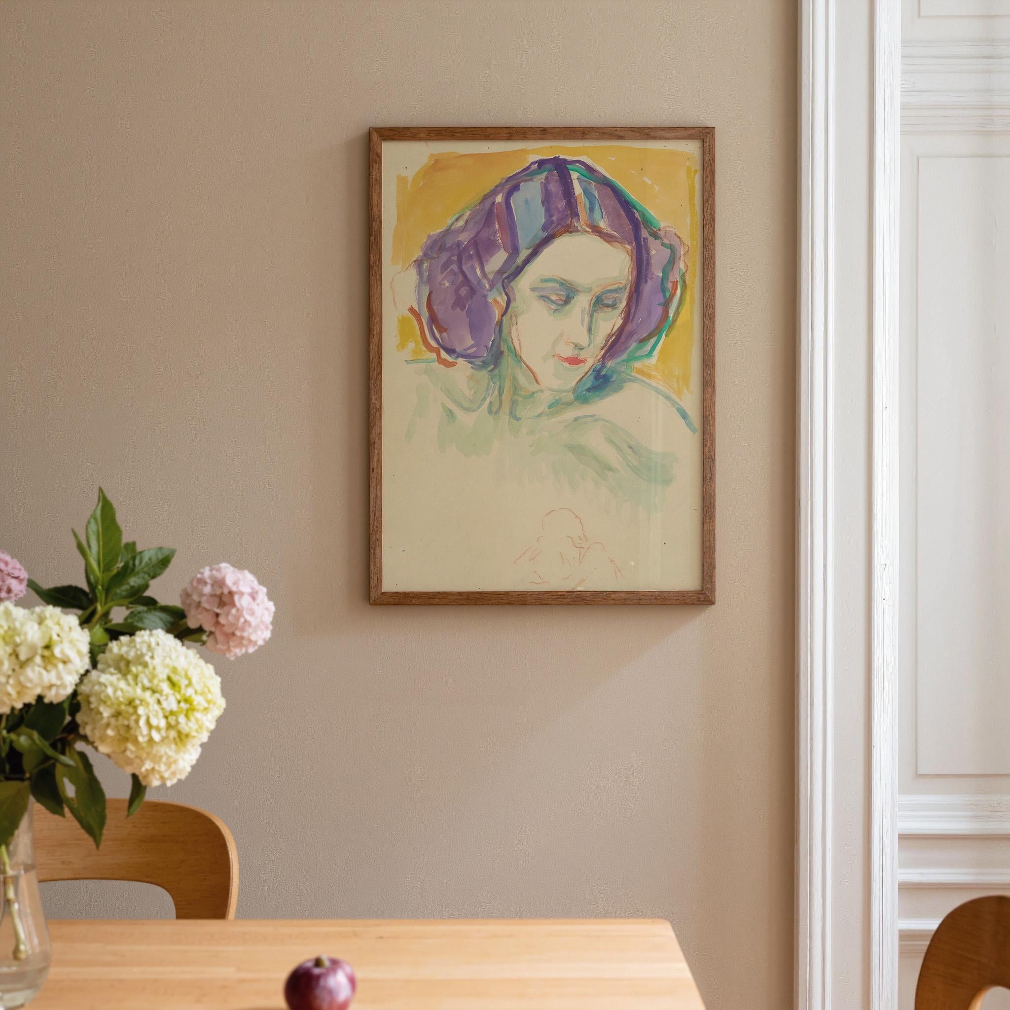 Female Head Vertical Art Print Digital Download
