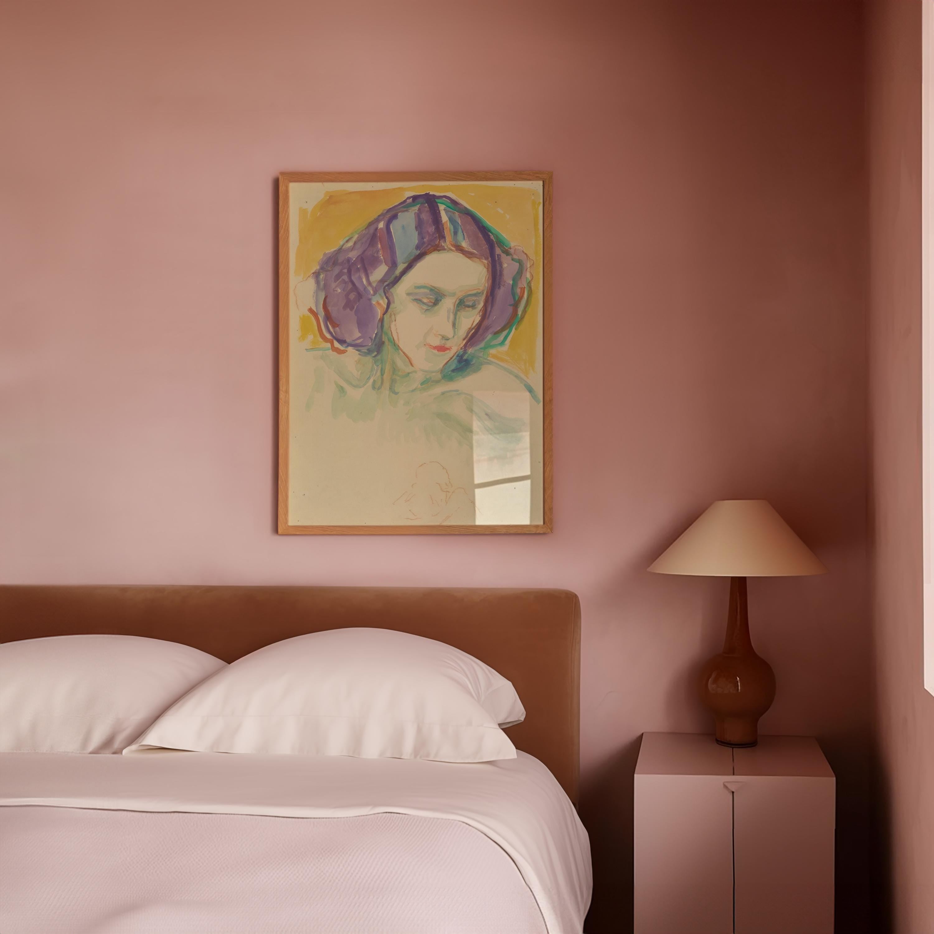 Female Head Vertical Art Print Digital Download