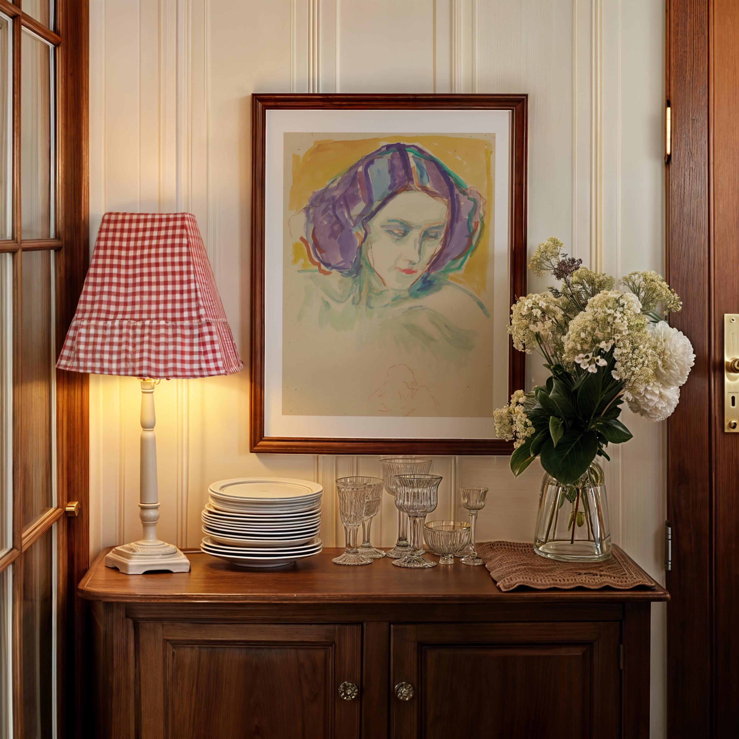 Female Head Vertical Art Print Digital Download