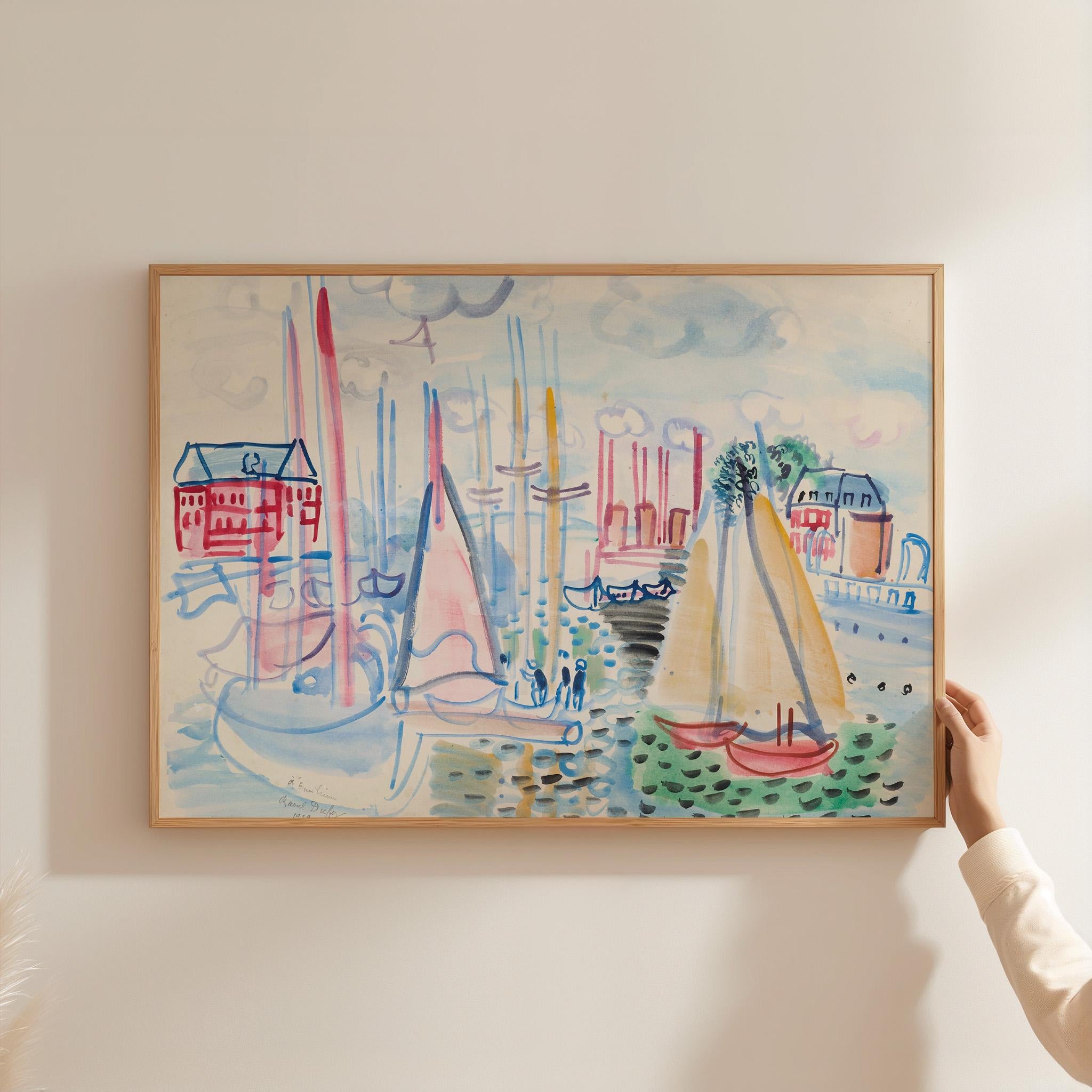 Voiliers dans le port de Deauville Horizontal Art Print (Digital Download)