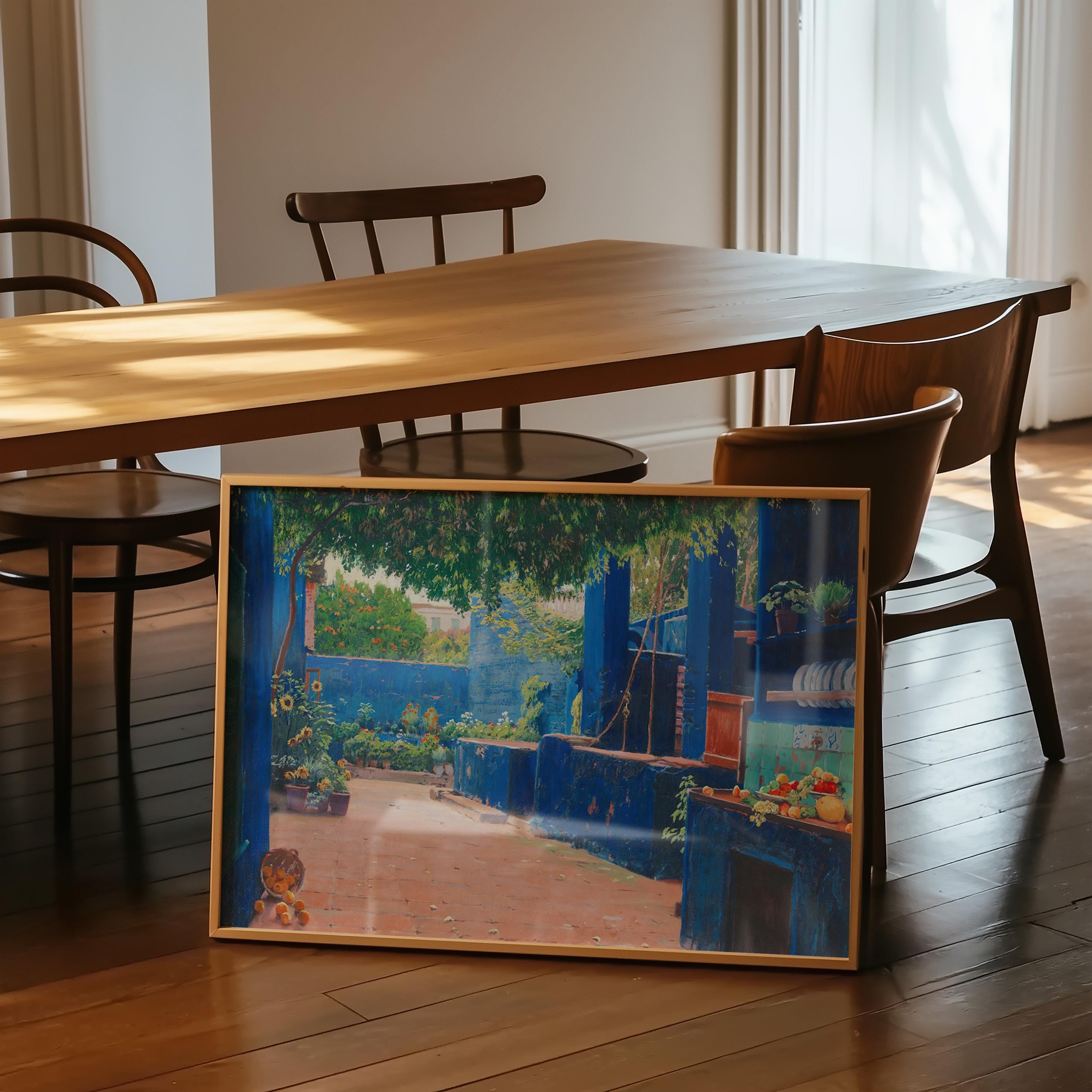 The Blue Courtyard Horizontal Art Print Digital Download