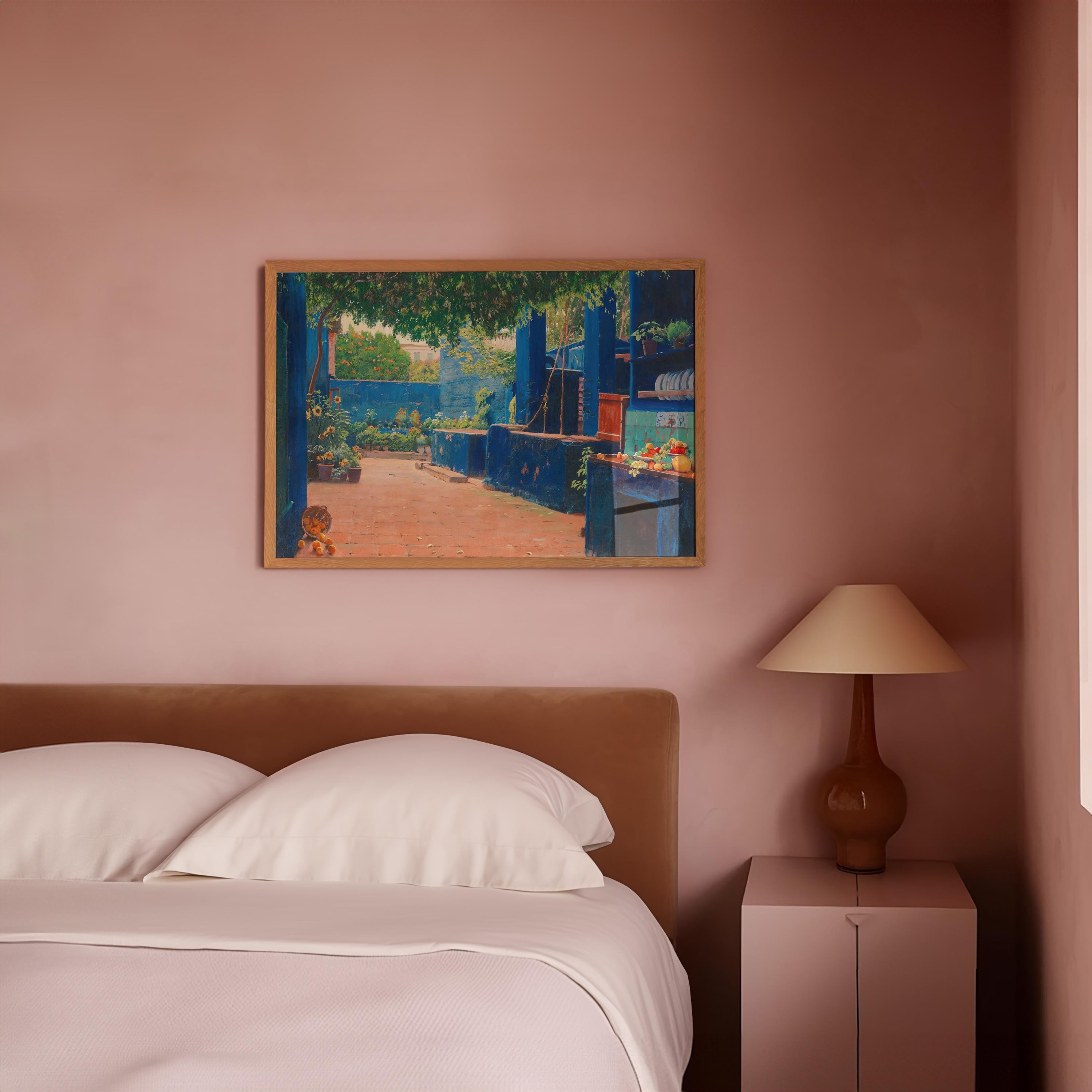 The Blue Courtyard Horizontal Art Print Digital Download