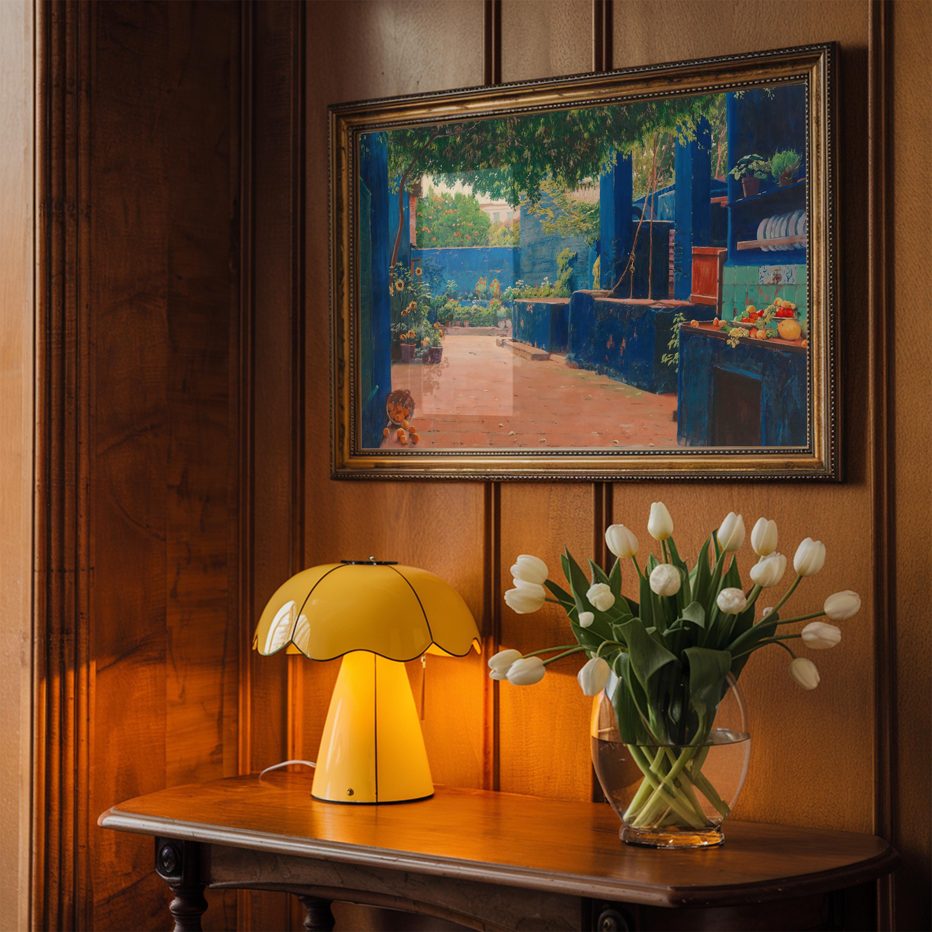 The Blue Courtyard Horizontal Art Print Digital Download