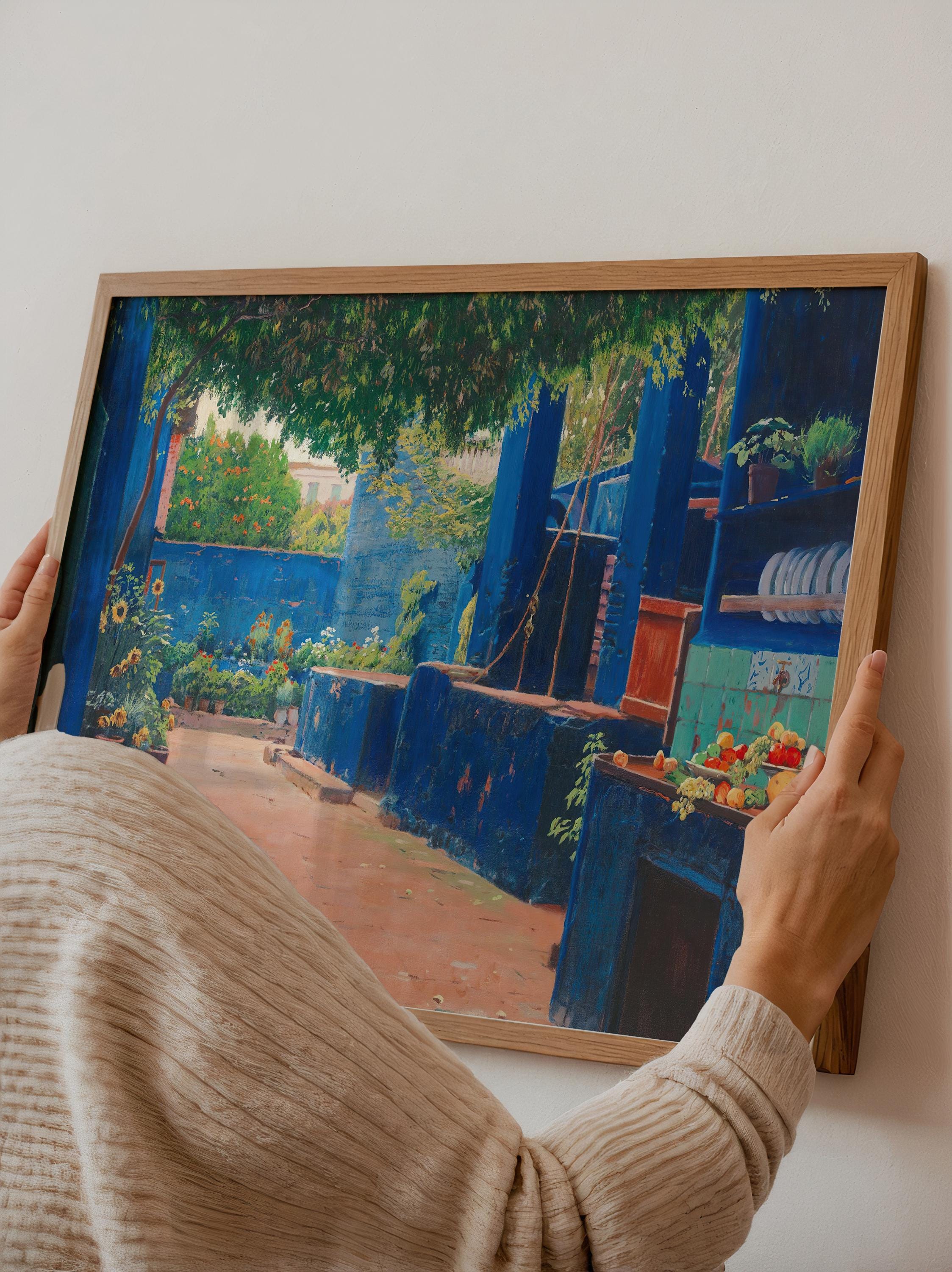 The Blue Courtyard Horizontal Art Print Digital Download