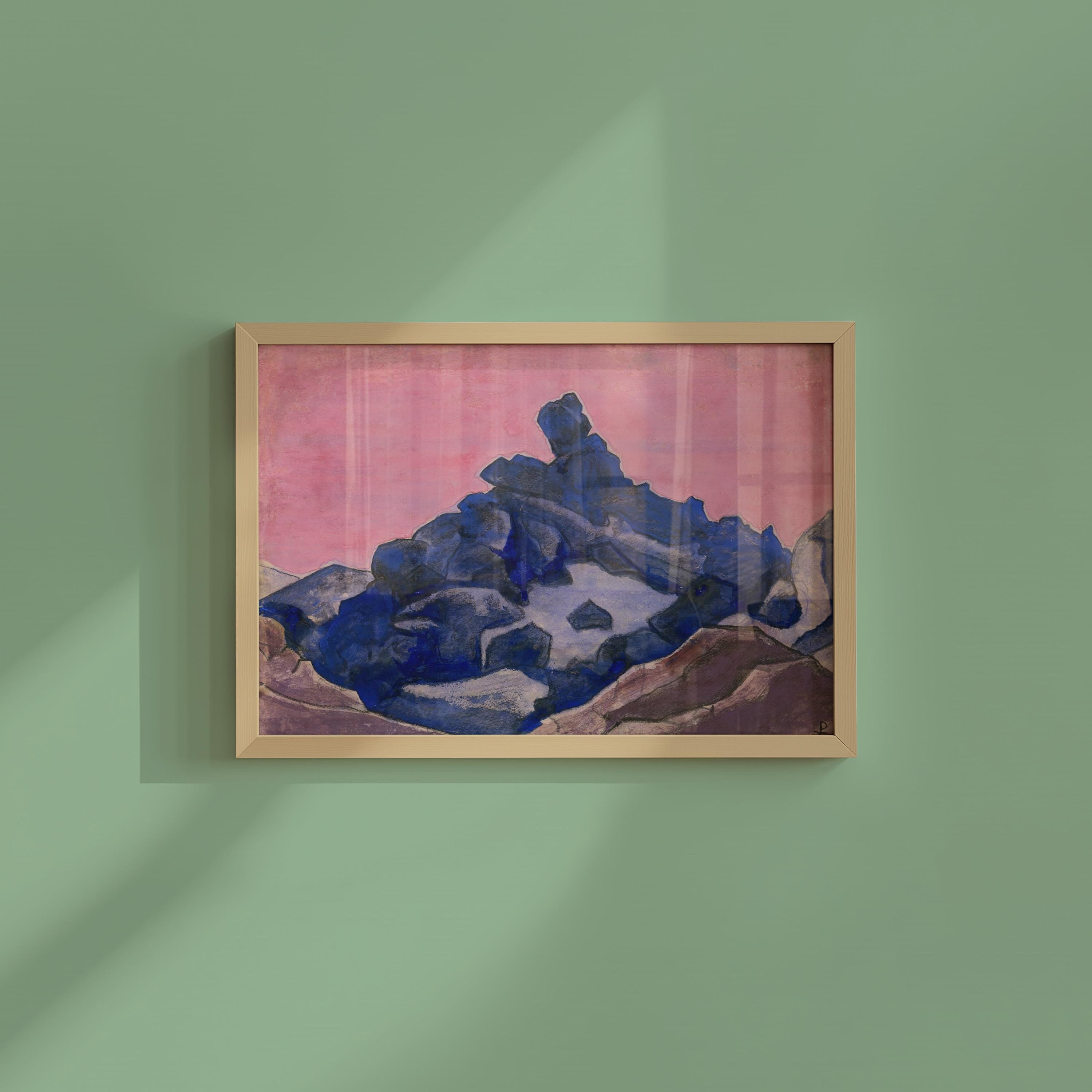 Blue Cliff Horizontal Art Print Digital Download for Home Decor