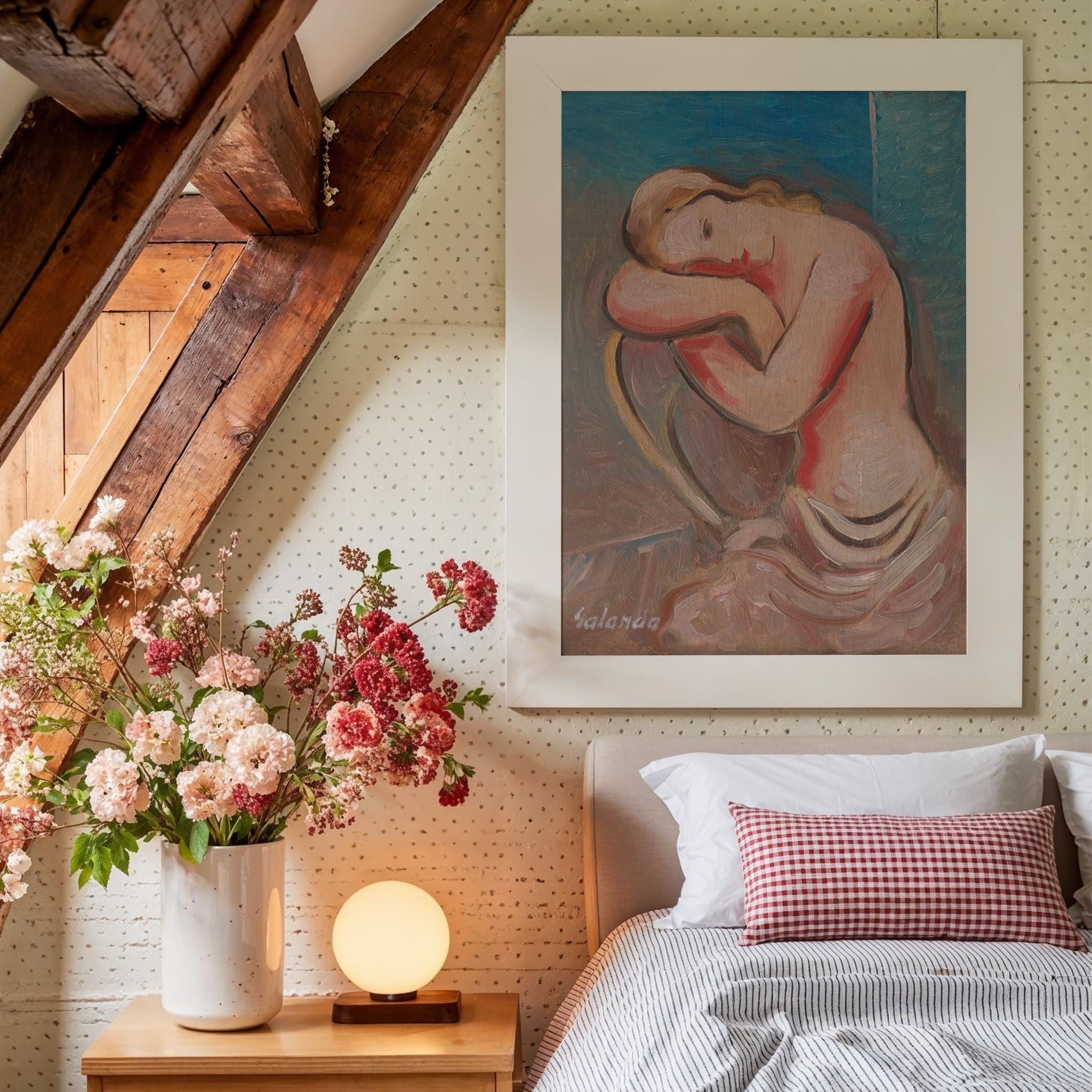 Seated Model Vertical Art Print