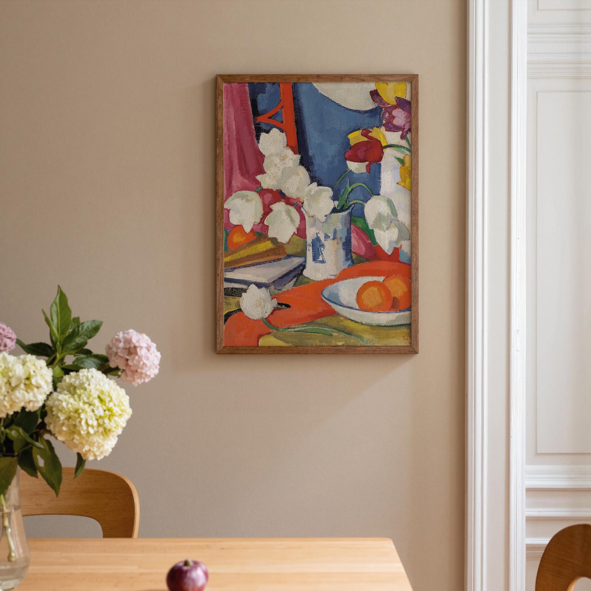 Red and White Tulips Vertical Art Print Digital Download
