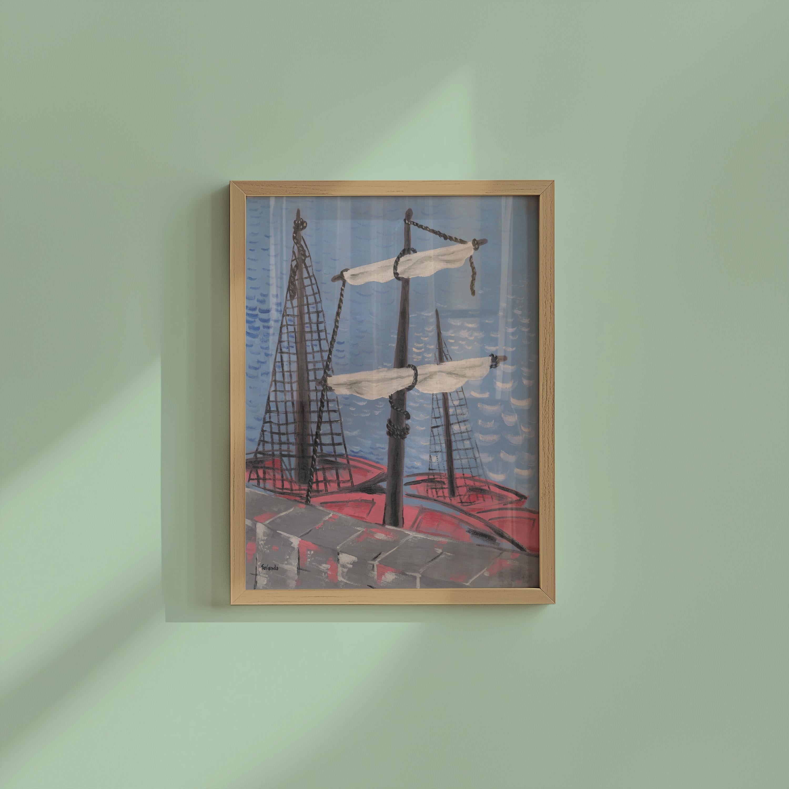 Fishing Boats Vertical Art Print Digital Download