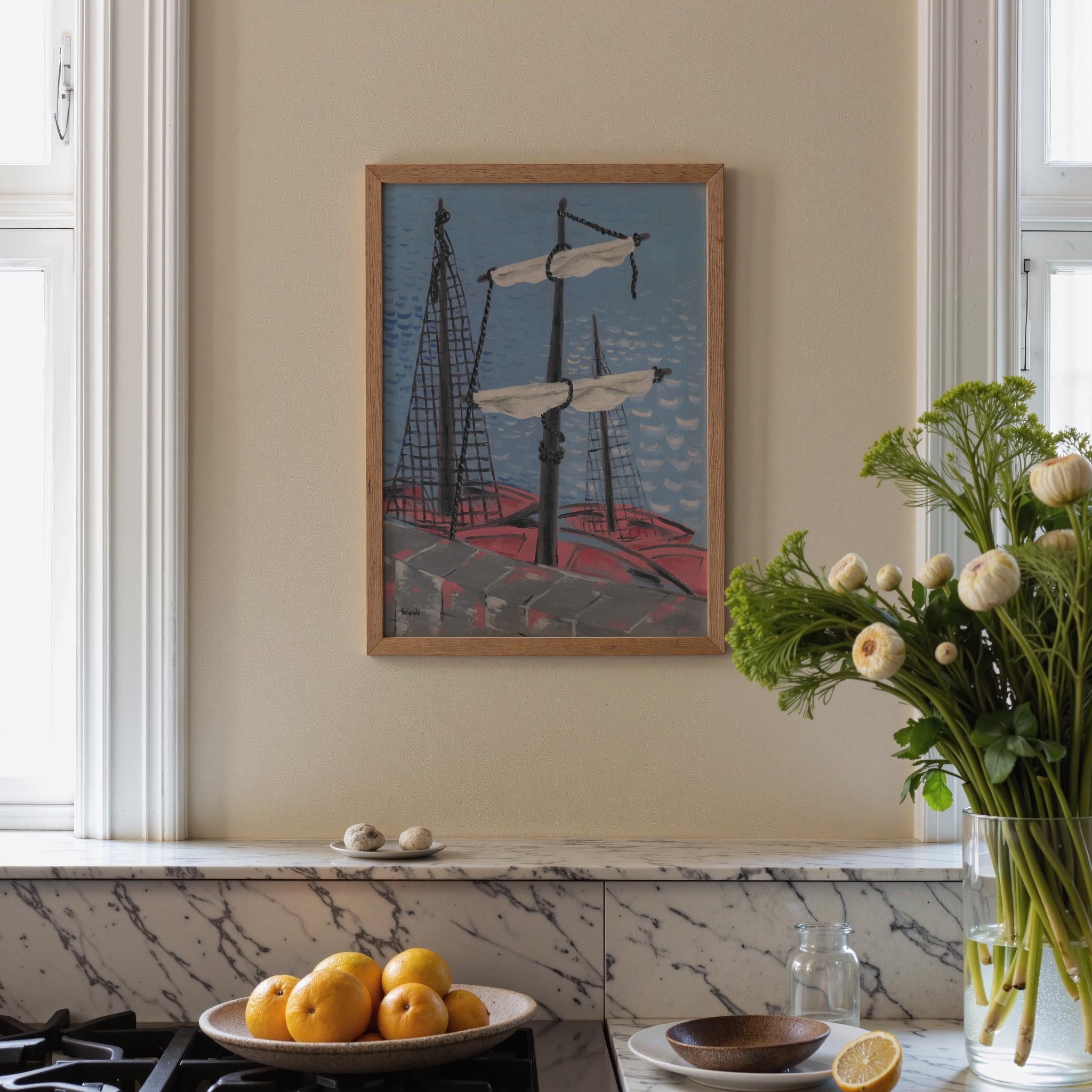Fishing Boats Vertical Art Print Digital Download