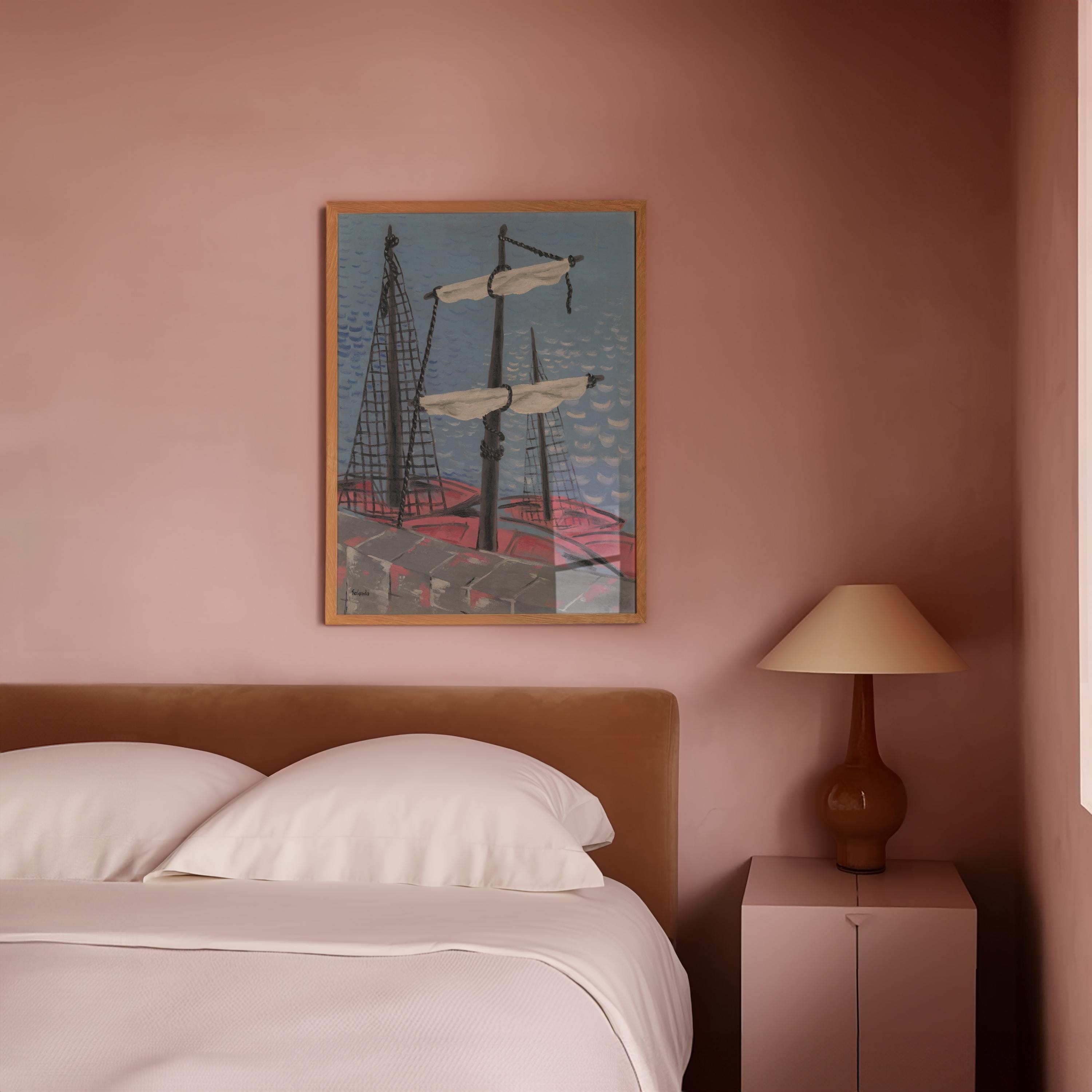 Fishing Boats Vertical Art Print Digital Download