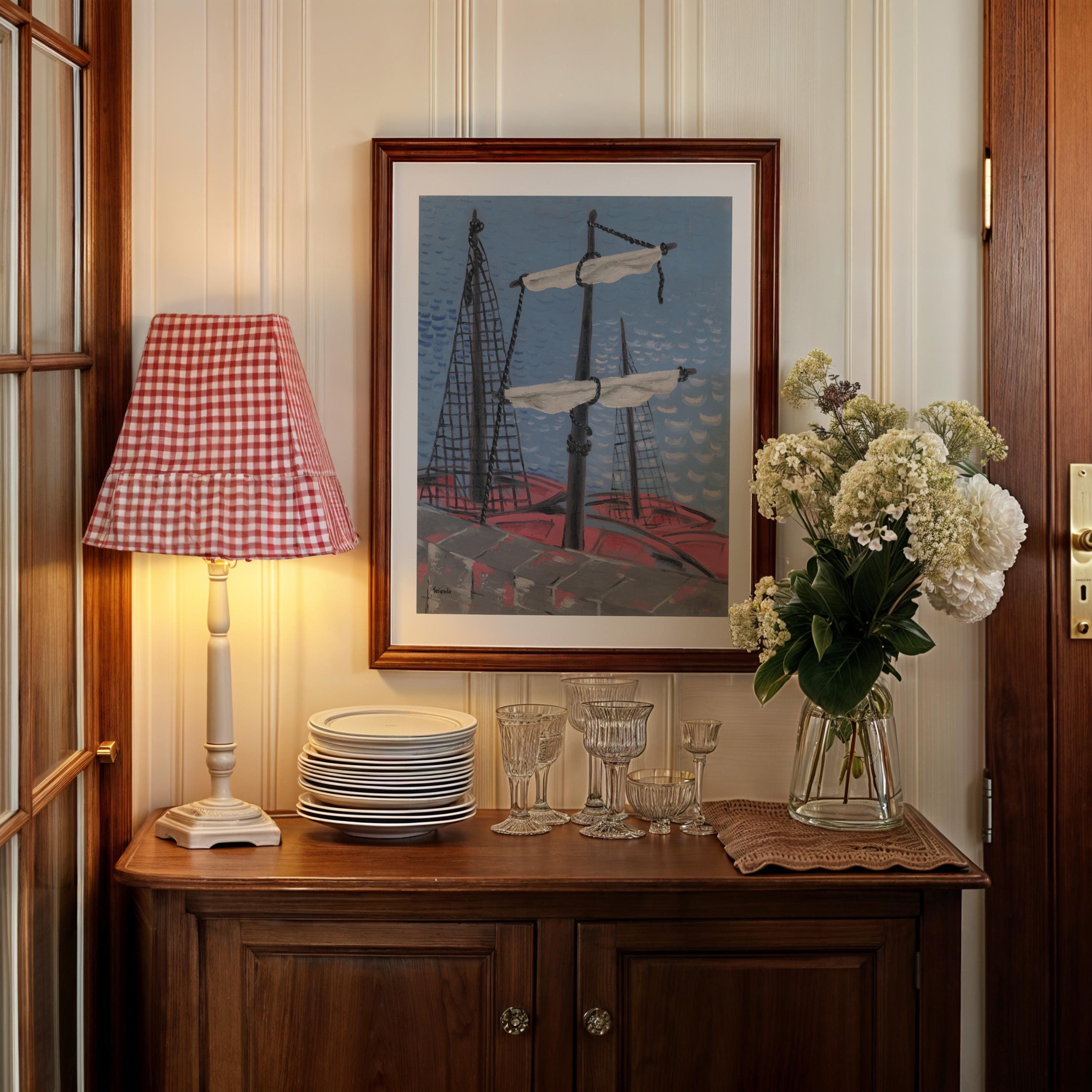 Fishing Boats Vertical Art Print Digital Download