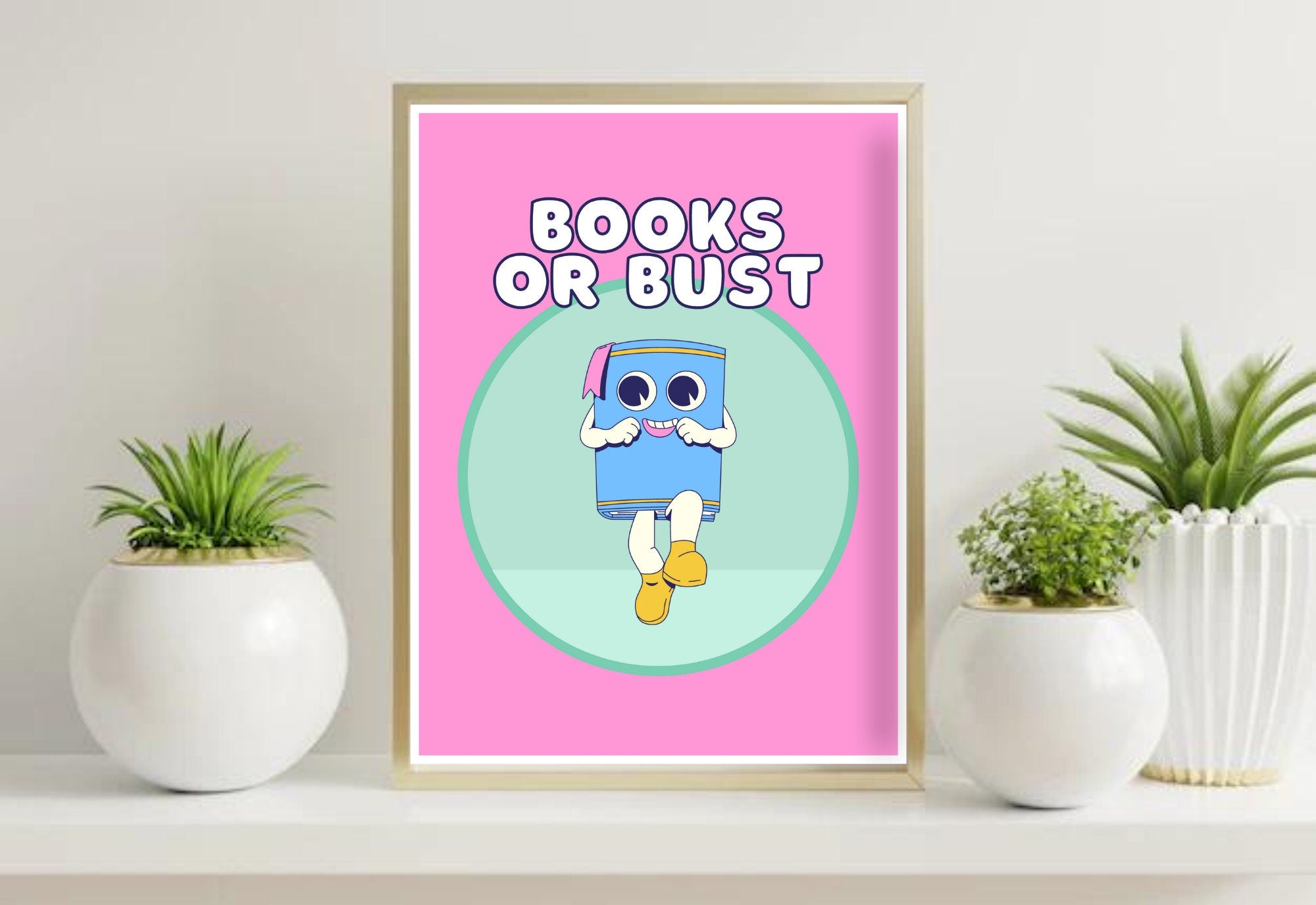 Books or Bust Pink Classroom Art Print from GS Print shoppe