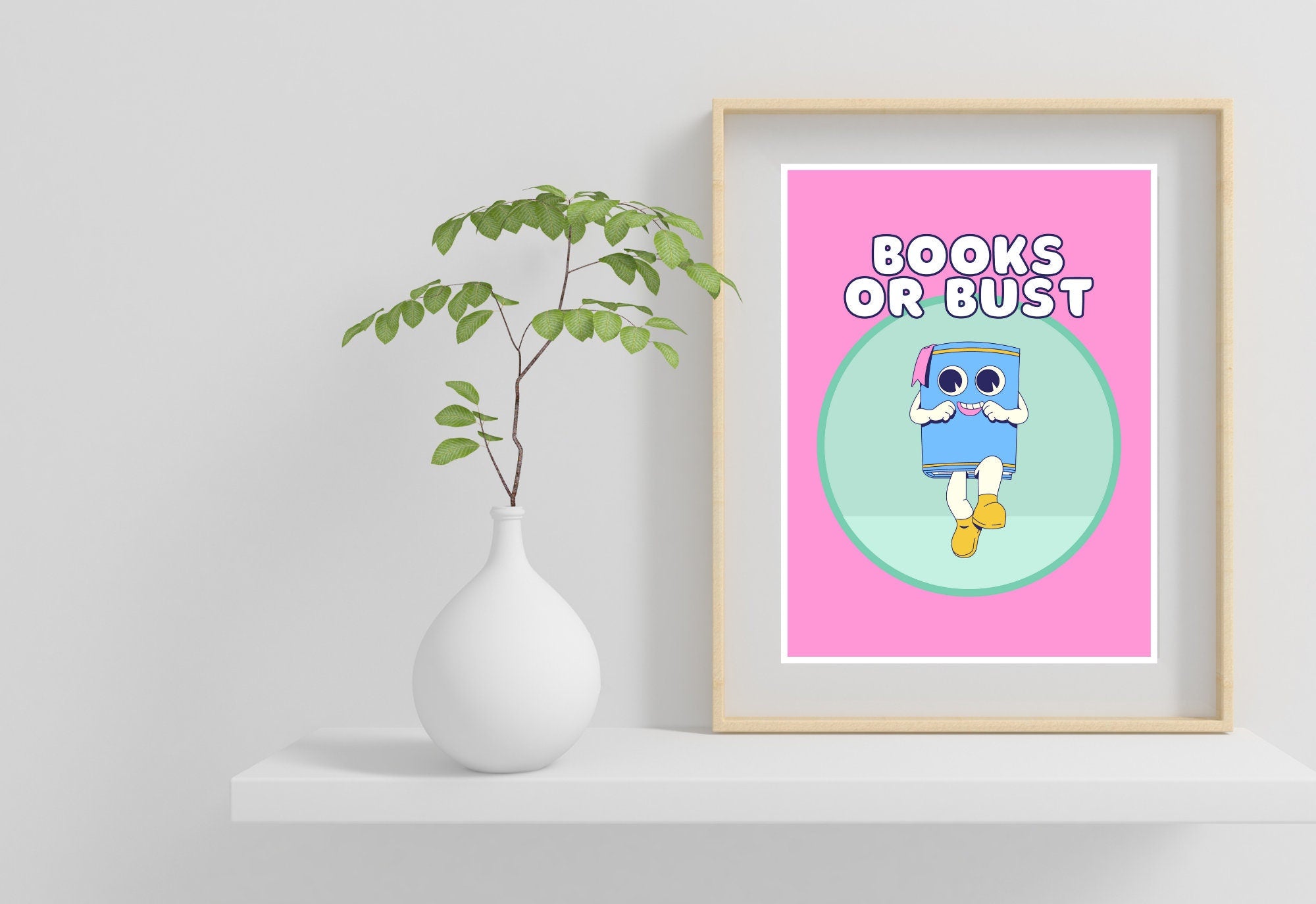 Books or Bust Pink art prints