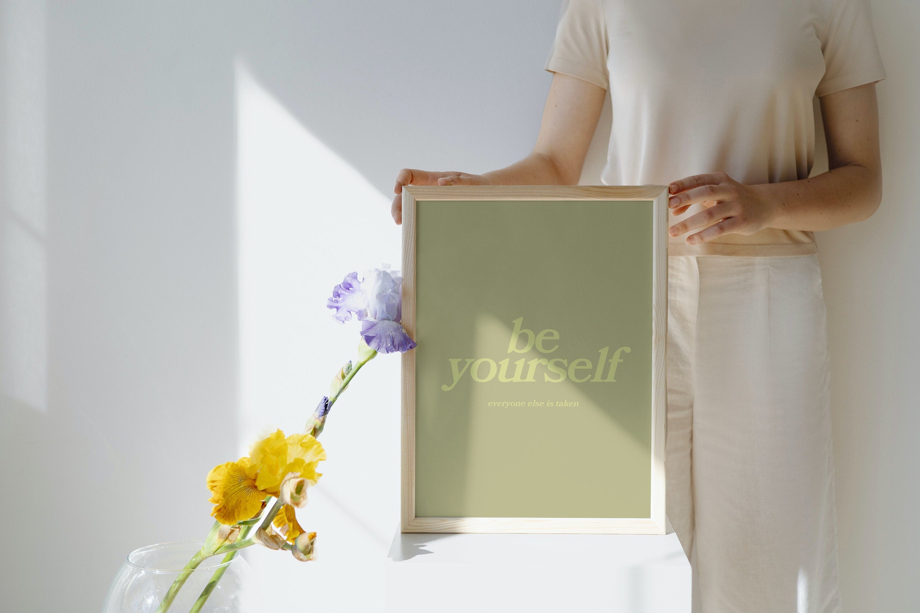 "Inspire self-expression with the 'Be Yourself' Digital Art Print, a bold statement piece for any room that encourages authenticity.