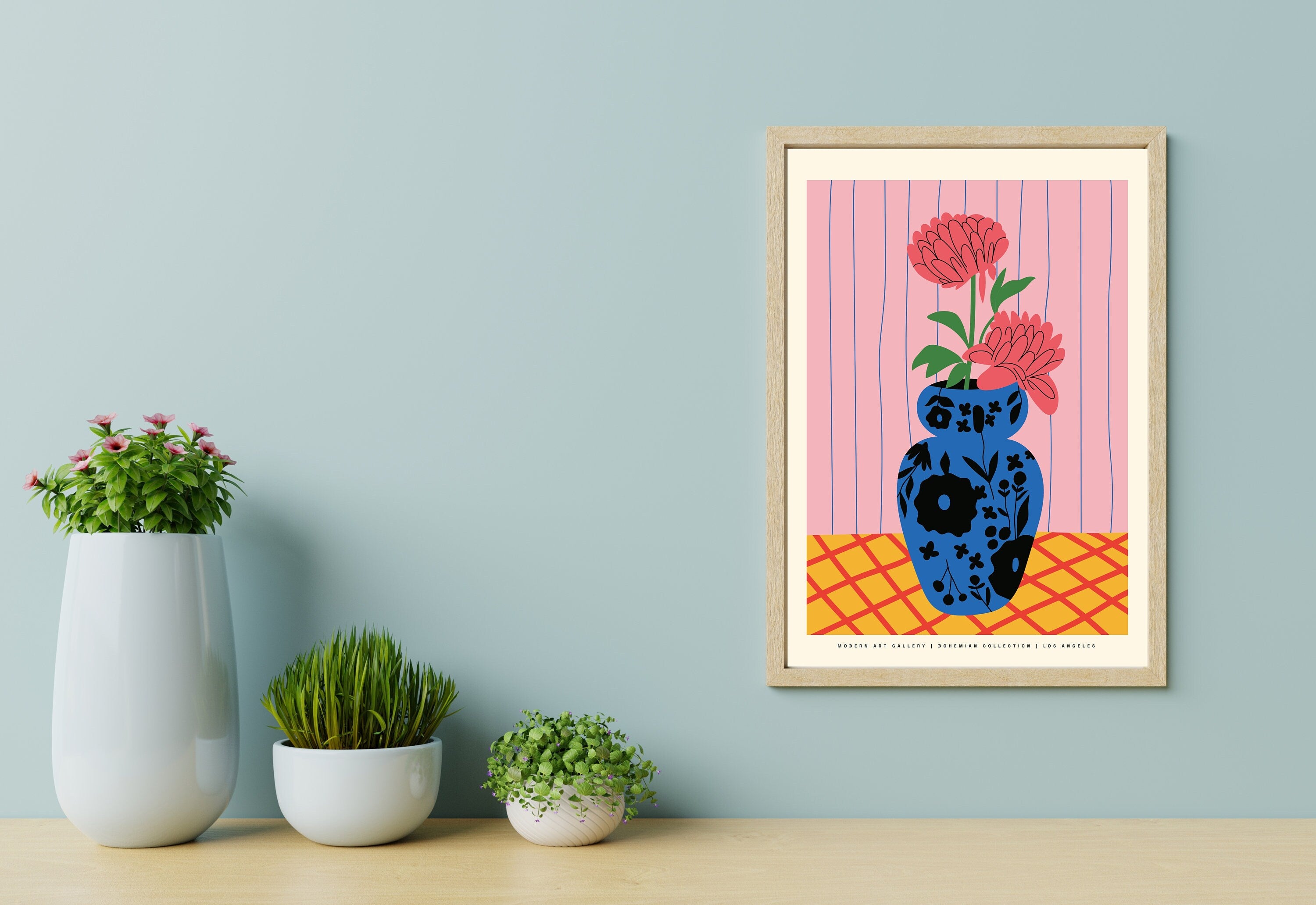 Pink Flower Bouquet-Abstract Floral Art-Wall Art Print-Digital Downloads-Botanical Art-Retro Prints-Digital Prints-Flower Market Prints