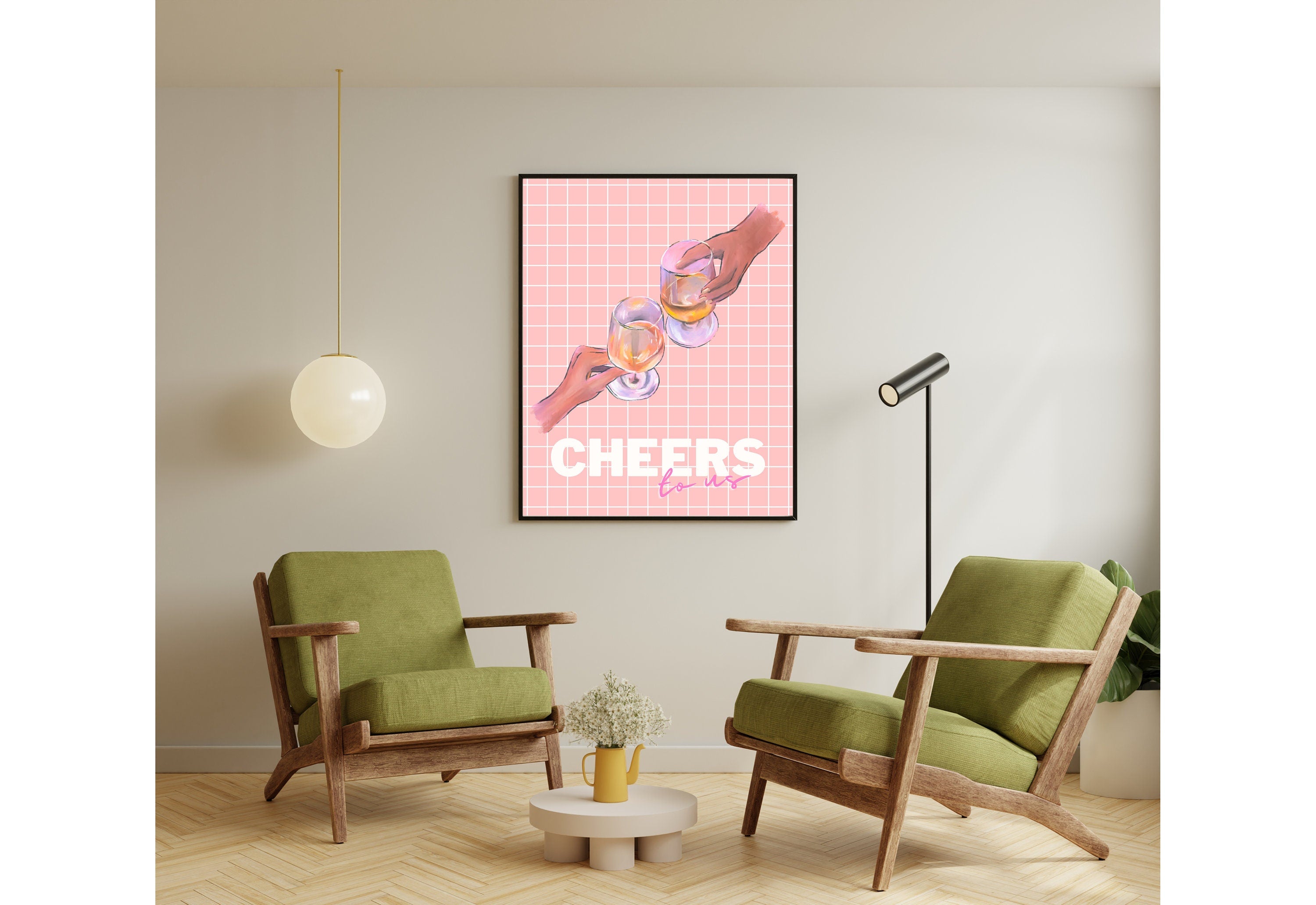 Cheers Pink Art Digital Print