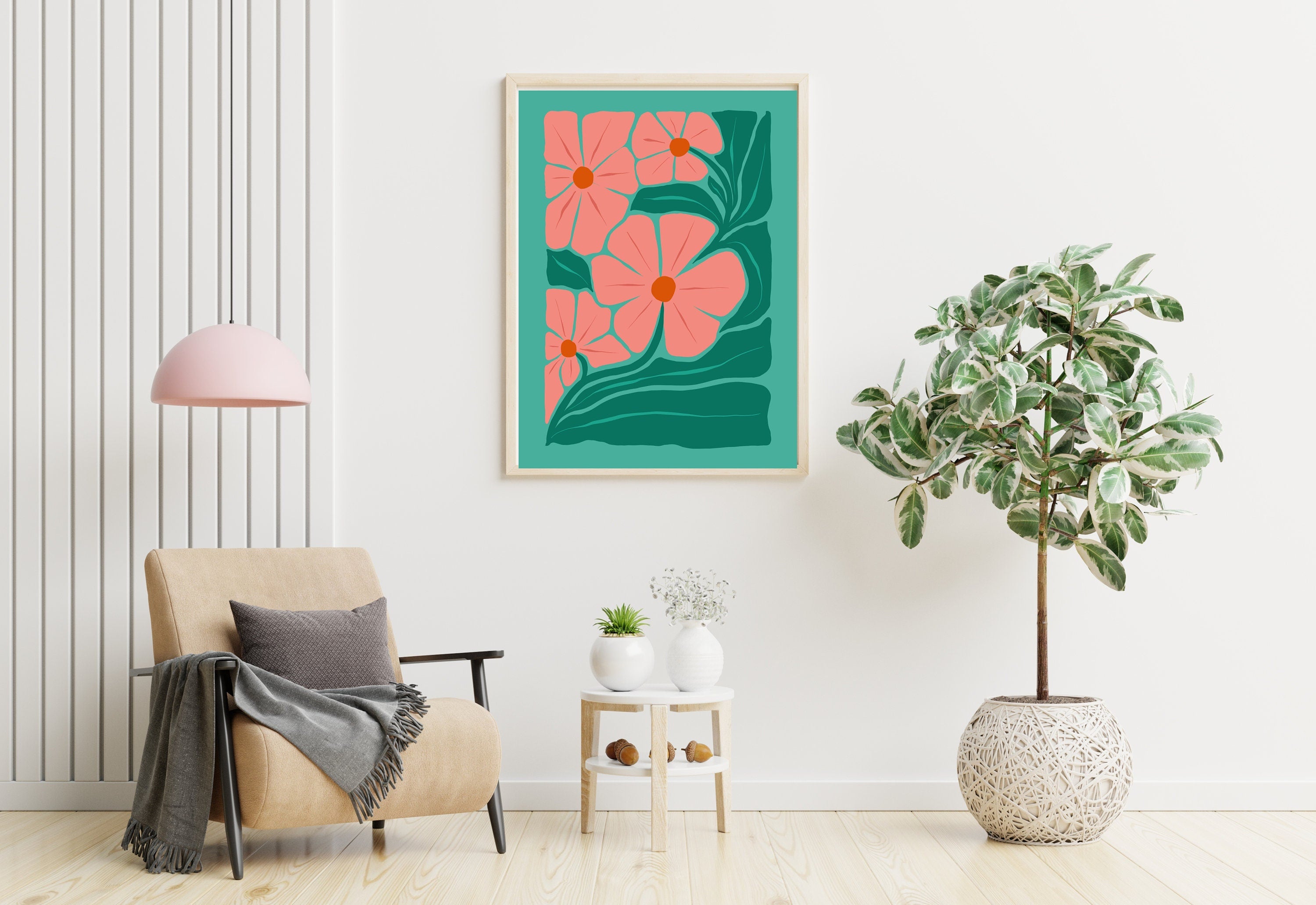 A modern take on nature with abstract floral designs blending seamlessly on a digital canvas.