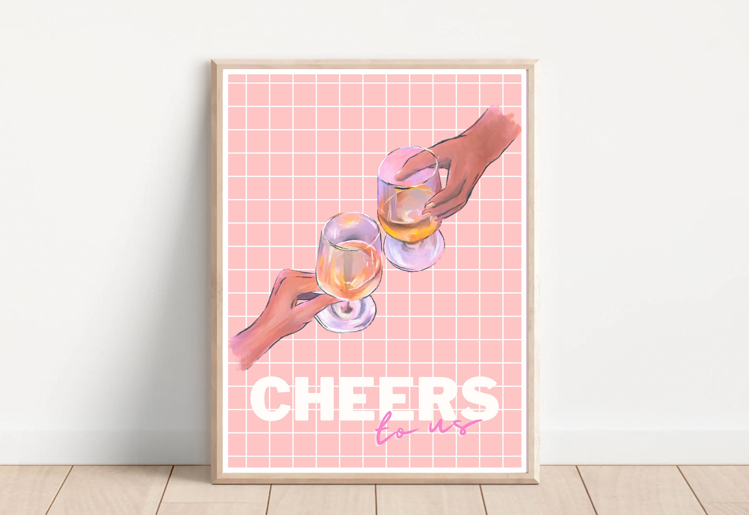 Cheers Pink Art Digital Print by gs print shoppe