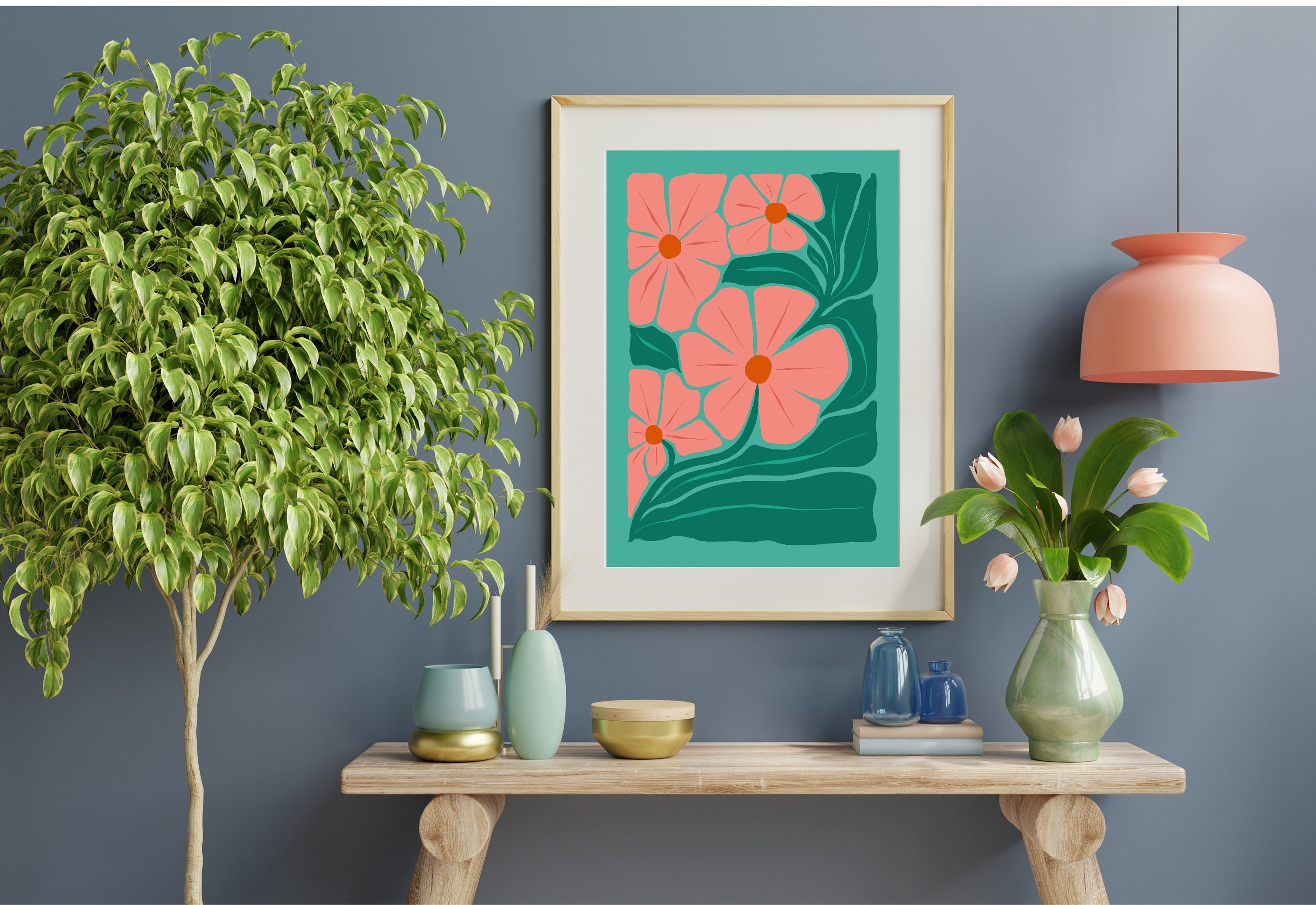 Ethereal blossoms depicted in abstract forms, exuding charm and artistry in this digital print.