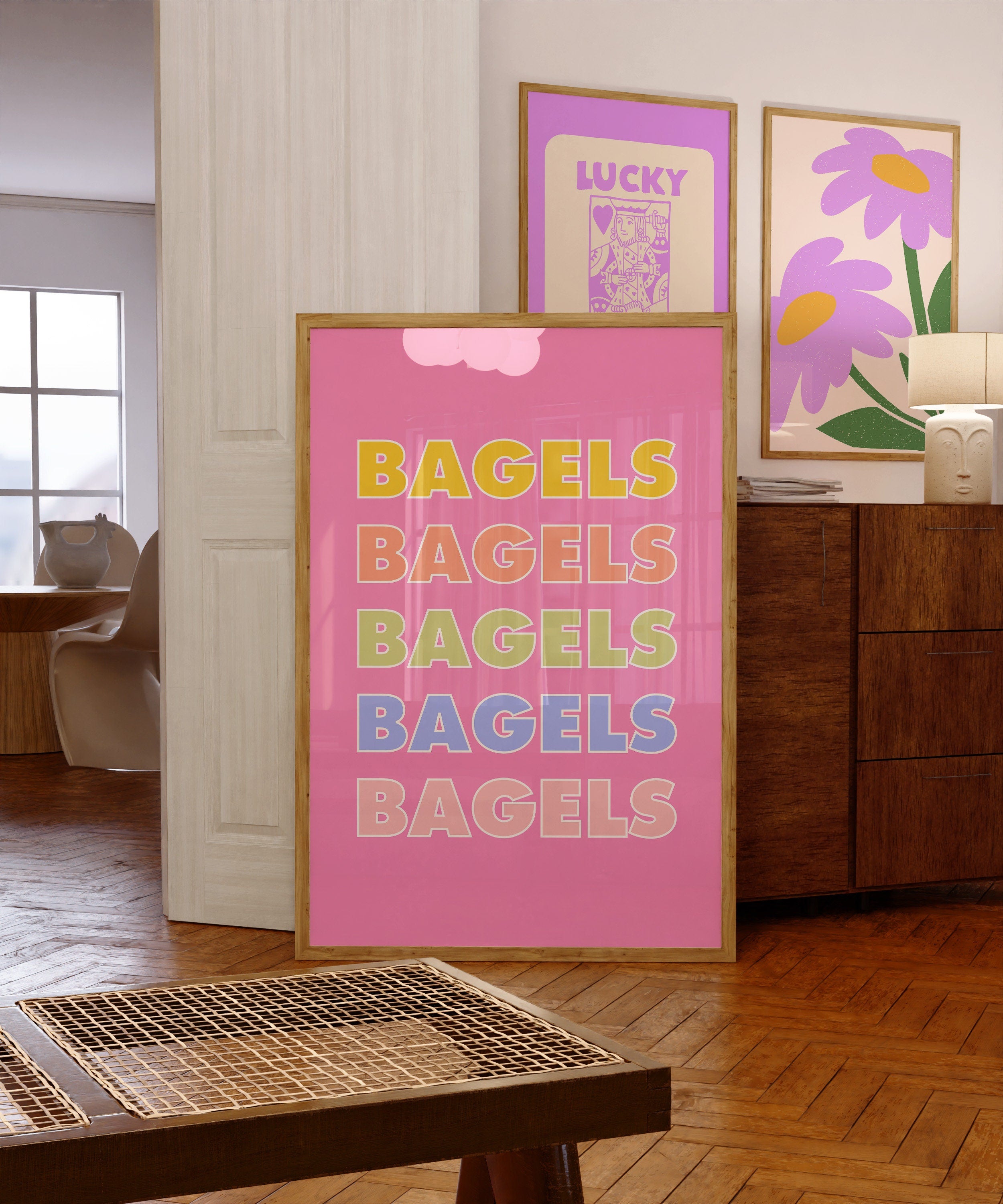 Bagels Pink Digital Art Print